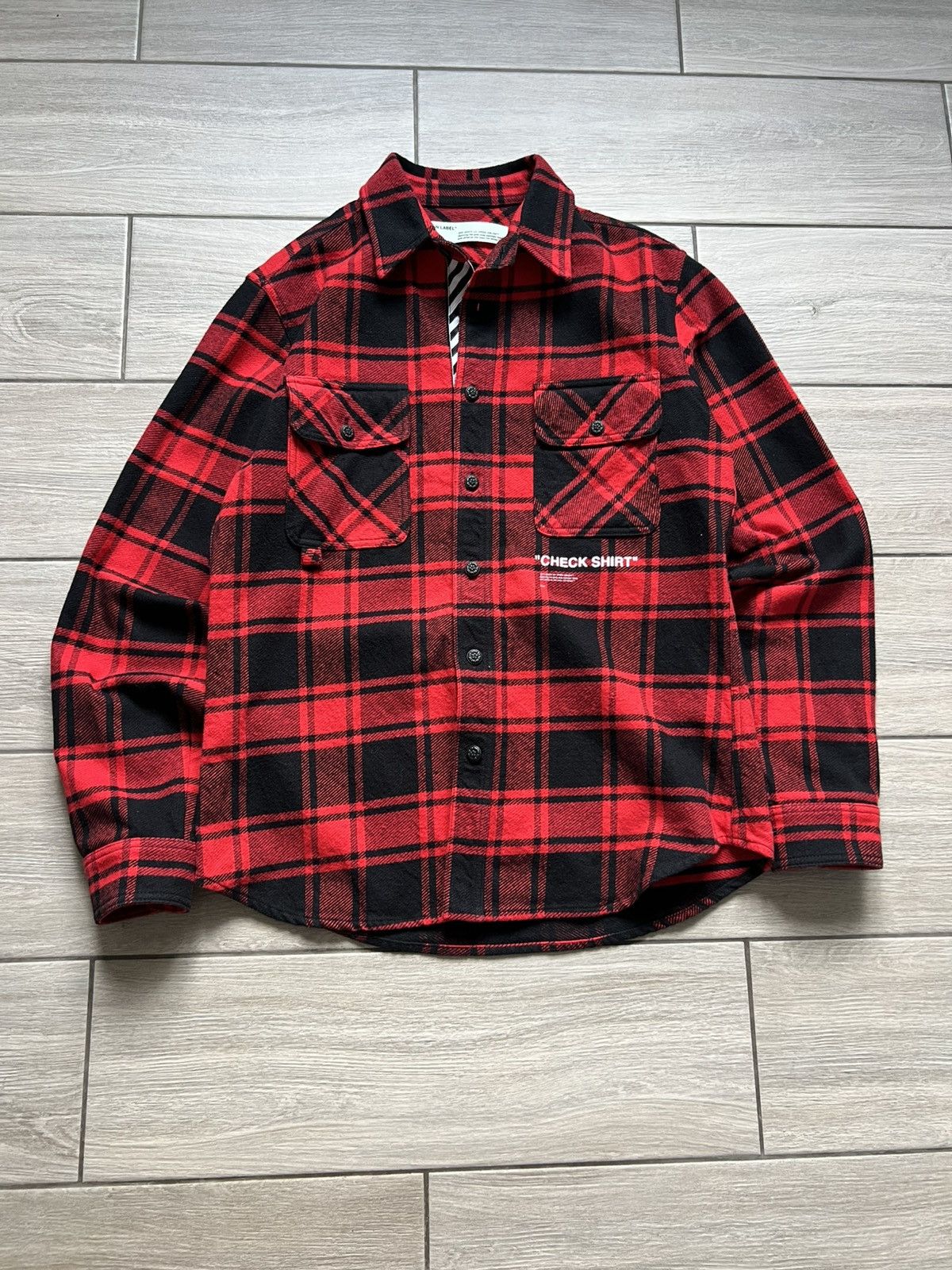 Off-White Off-White Red and Black Flannel Quote Shirt Luxury Size US M / EU 48-50 / 2 - 4 Thumbnail