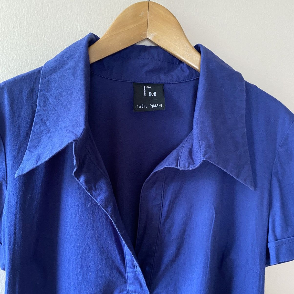 Isabel Marant ISABEL MARANT Royal Blue Short Sleeve Collared Dress Size M / US 6-8 / IT 42-44 - 16 Thumbnail