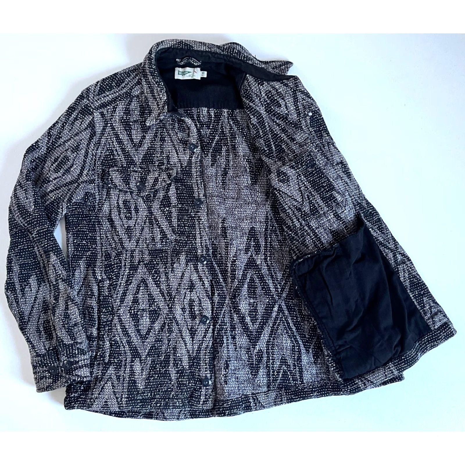 Vintage Wellen Men's Jacquard Overshirt Jacket 100% Organic Cotton Sz M Black Diamond Vintage Mens Jacket Overshirt Pockets Modern Casual Size US M / EU 48-50 / 2 - 5 Thumbnail