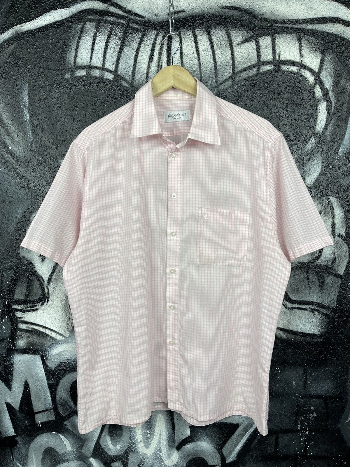 Yves Saint Laurent Yves Saint Laurent Vintage Pink Checkered Shirt Size L Size US L / EU 52-54 / 3 - 3 Thumbnail