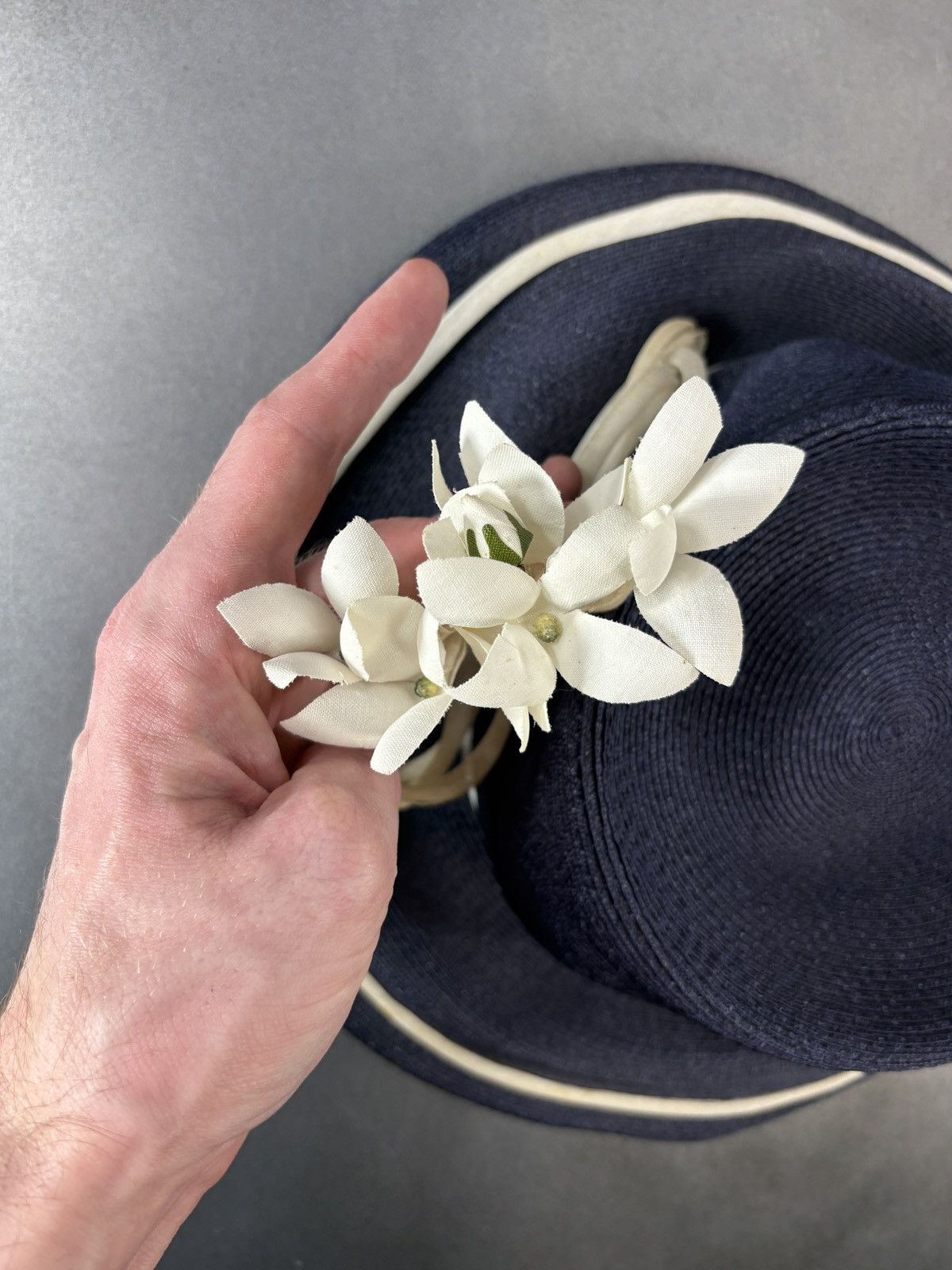 Yves Saint Laurent 1960s Yves Saint Laurent Hat Vintage YSL Straw Cap Floral Size ONE SIZE - 14 Thumbnail