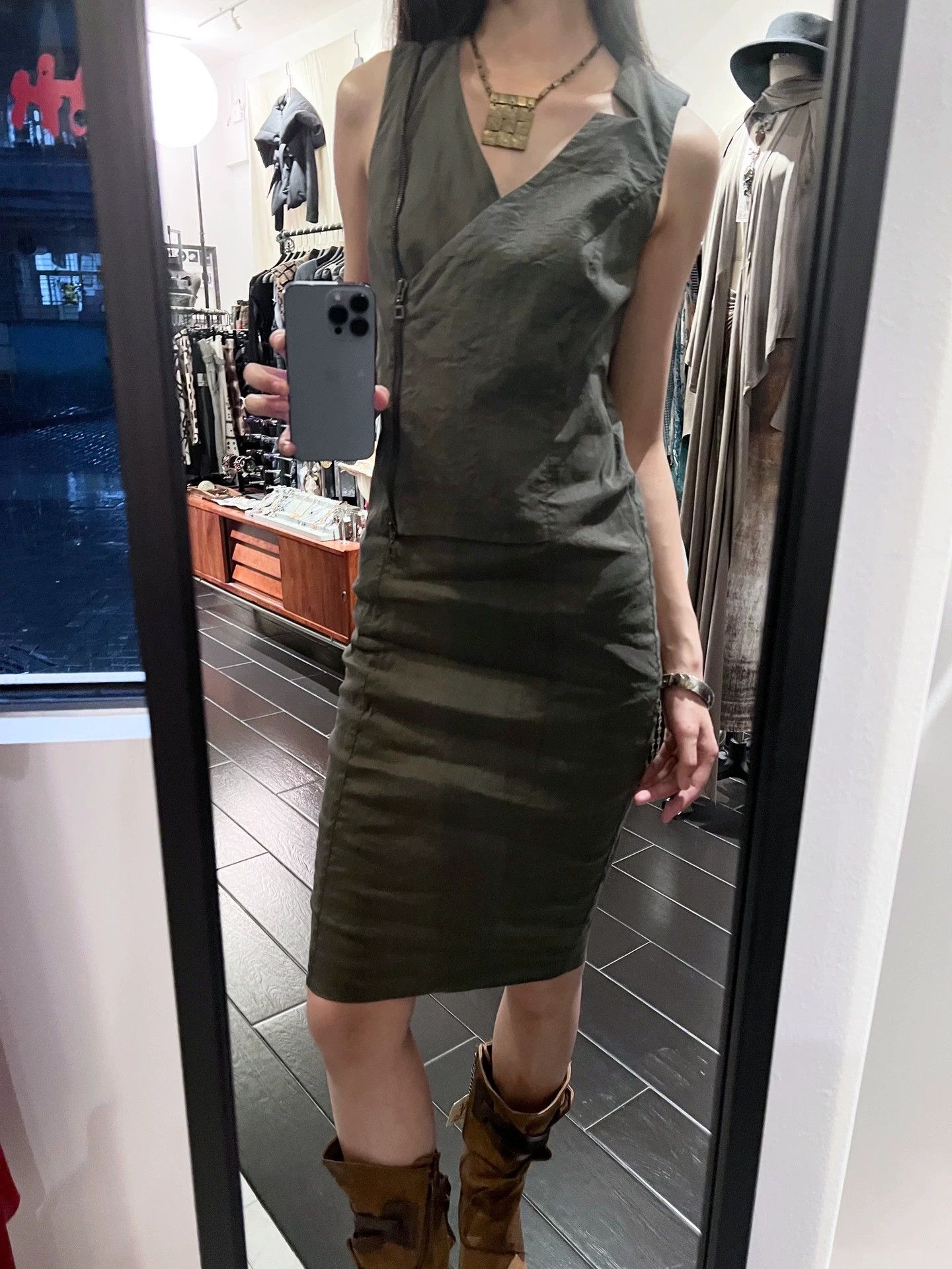 Other German Brand Vintage Zipper Bodycon Cami Dress Size S Size S / US 4 / IT 40 - 2 Thumbnail