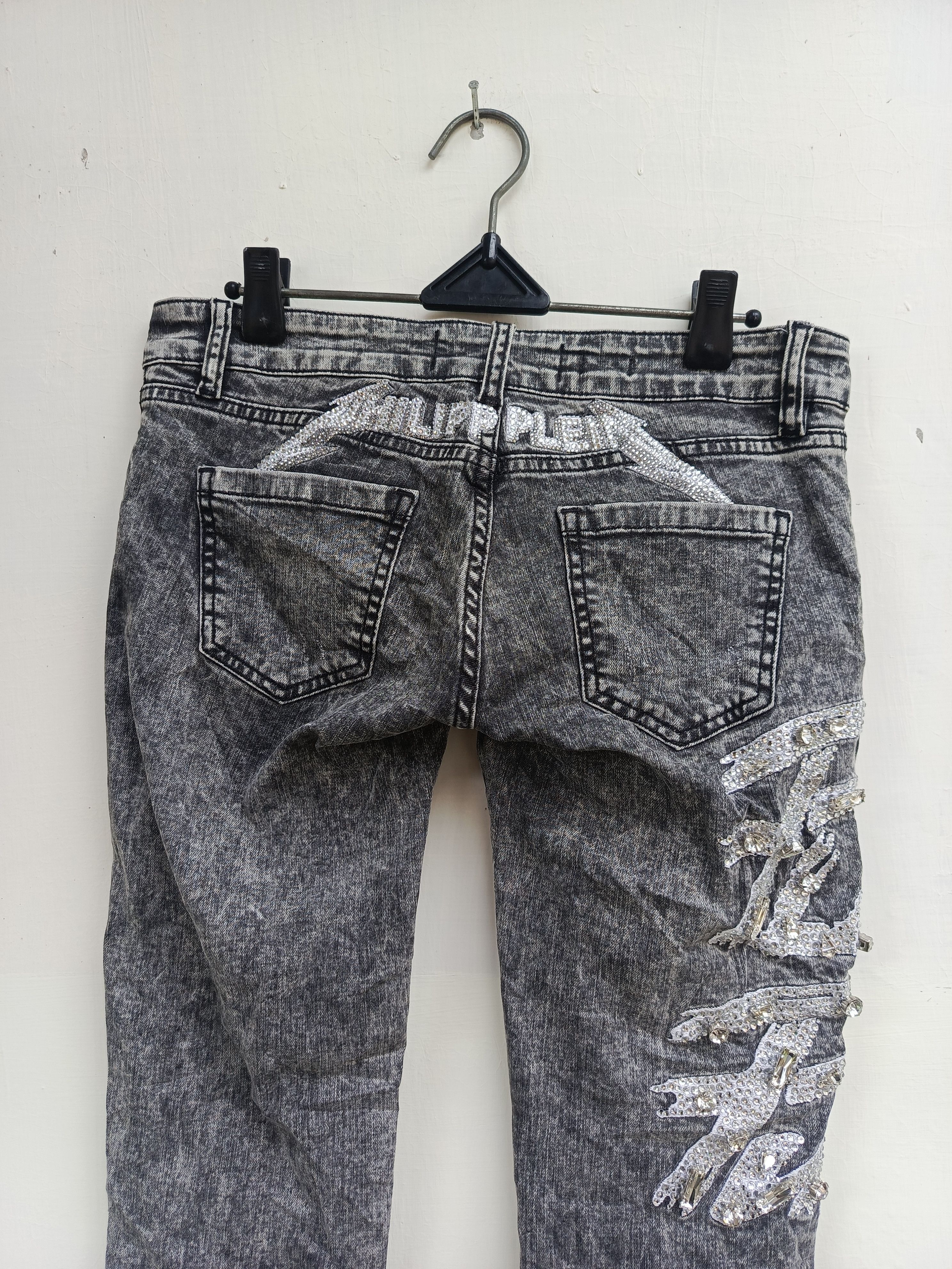 Philipp Plein Philipp Plein Rhinestone Denim Jeans. Luxury Streetwear Size 27" / US 4 / IT 40 - 6 Thumbnail