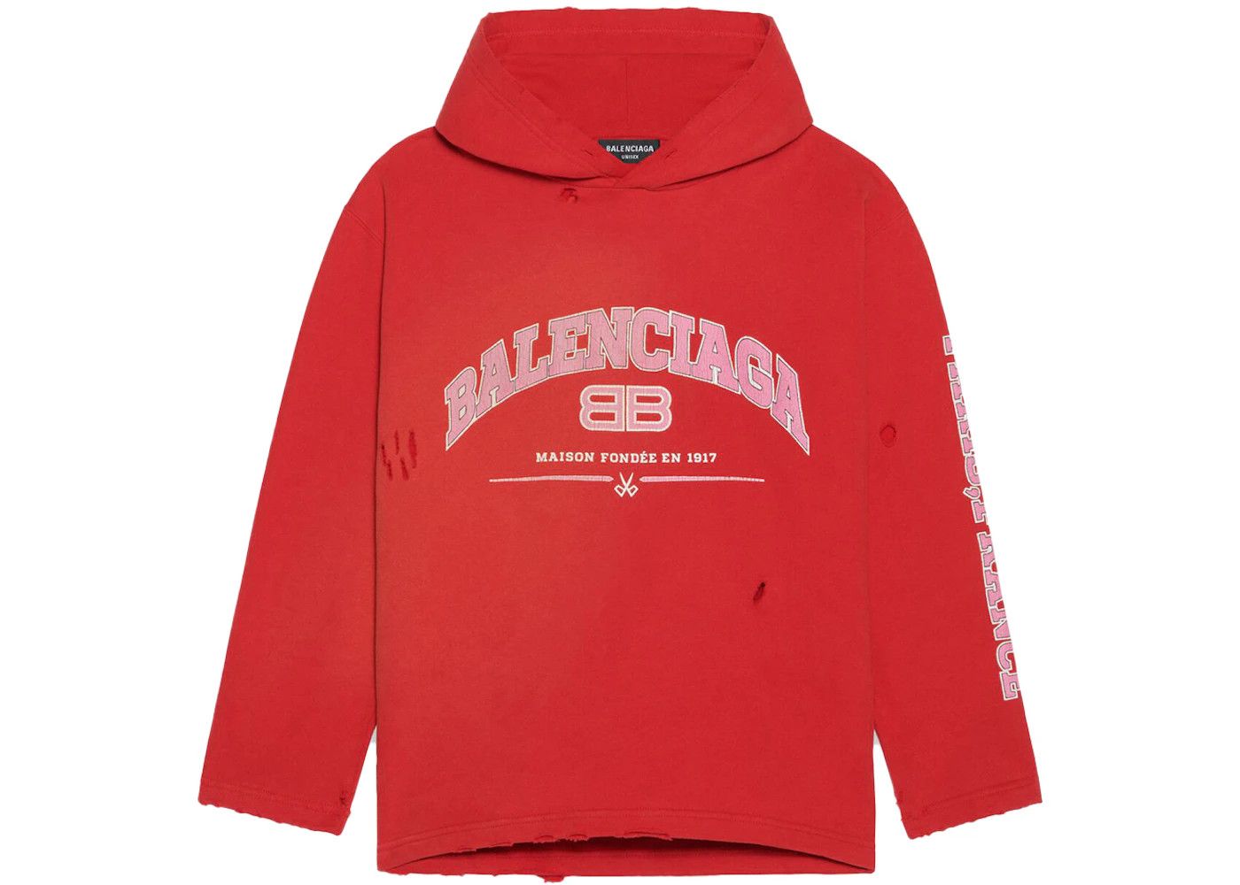 Balenciaga Maison Cotton Distressed Hoodie Size US M / EU 48-50 / 2 - 1 Thumbnail