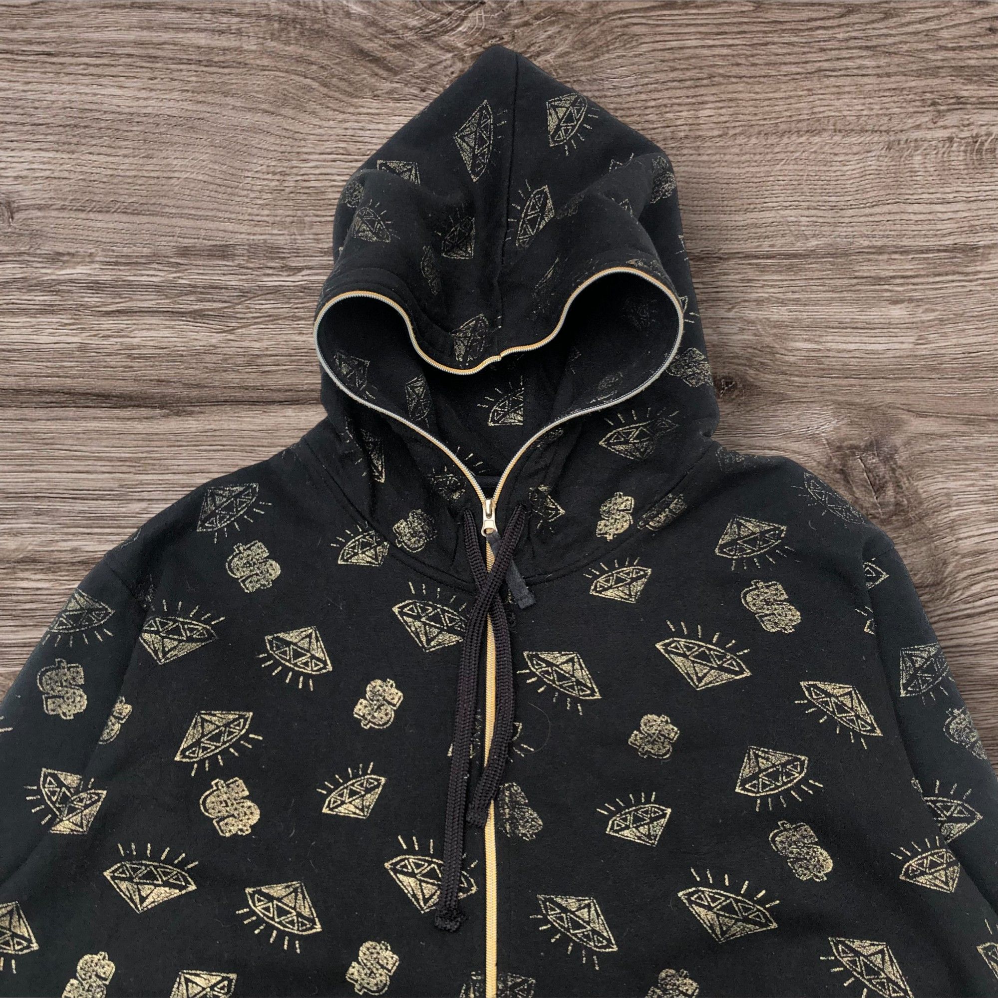 If Six Was Nine Steals🔥Raw Blue Diamond Over Print Oversized Hoodie Pullover Size US XXL / EU 58 / 5 - 2 Thumbnail