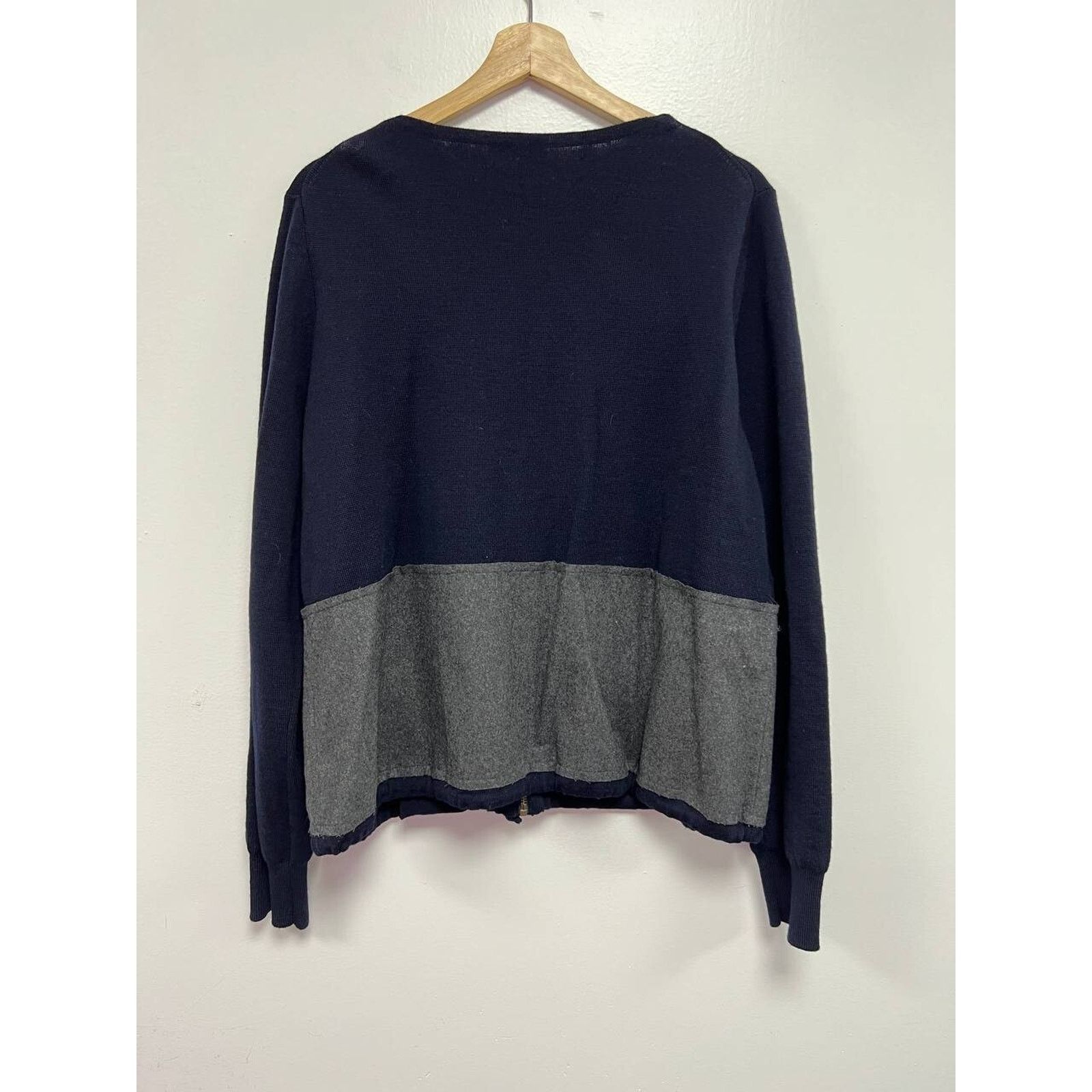 J.Crew J. Crew Two-tone Wool Full Zip Color Block Cardiga L A000134 Size L / US 10 / IT 46 - 3 Thumbnail