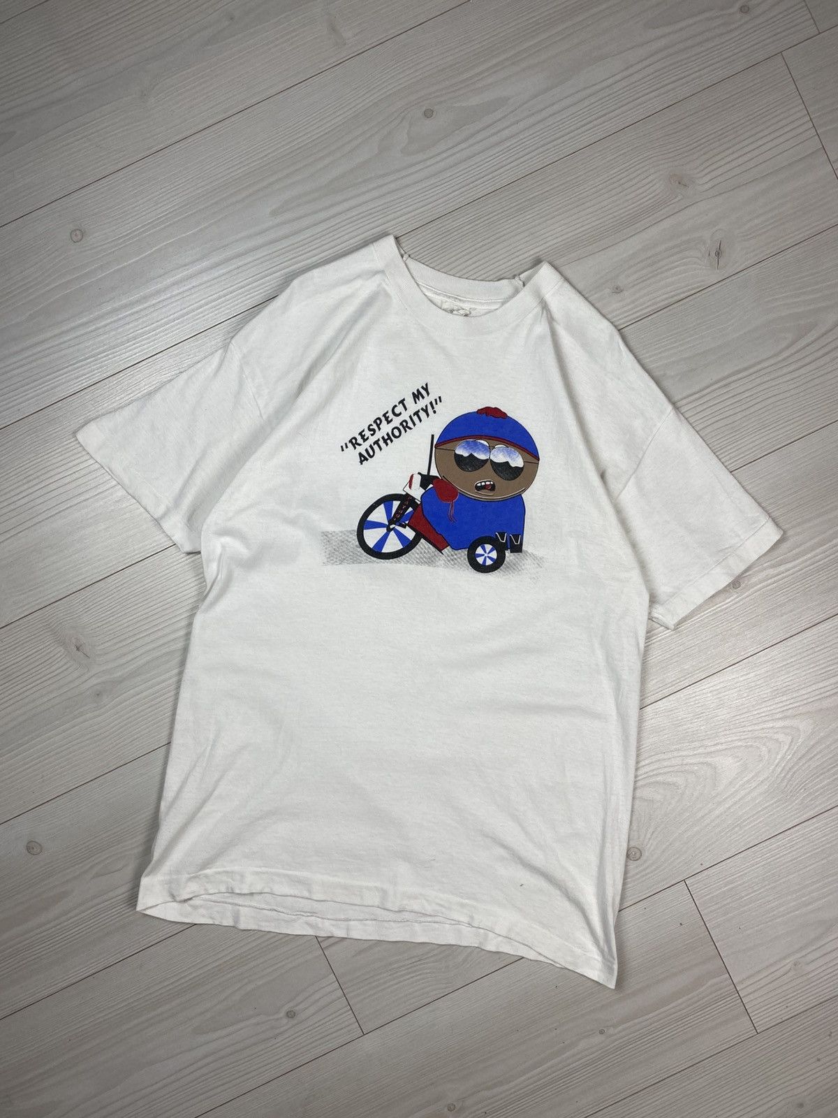 Cartoon Network Cartman biker South Park respect my authority t-shirt tee Size US L / EU 52-54 / 3 - 5 Thumbnail