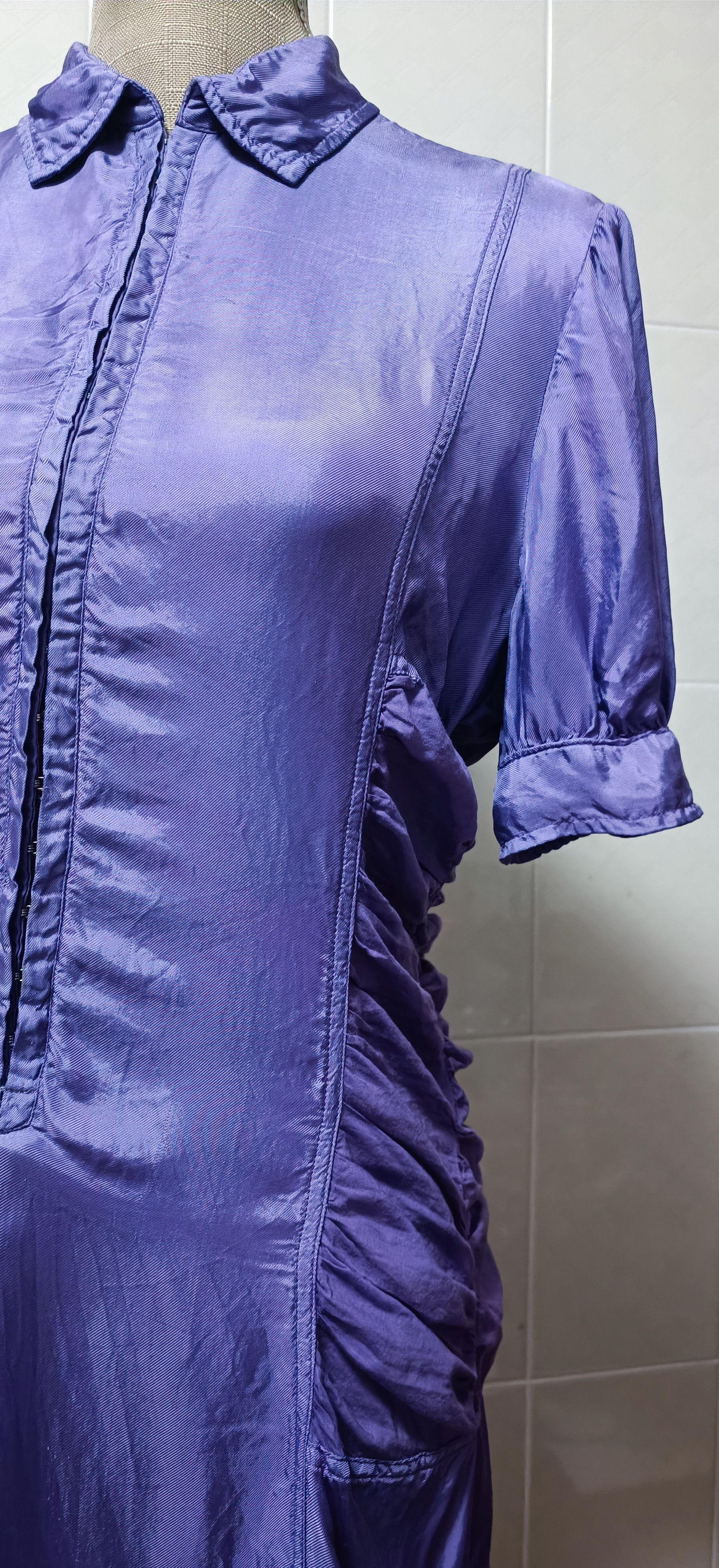 Jean Paul Gaultier Purple satin dress, with draped material Size M / US 6-8 / IT 42-44 - 5 Thumbnail
