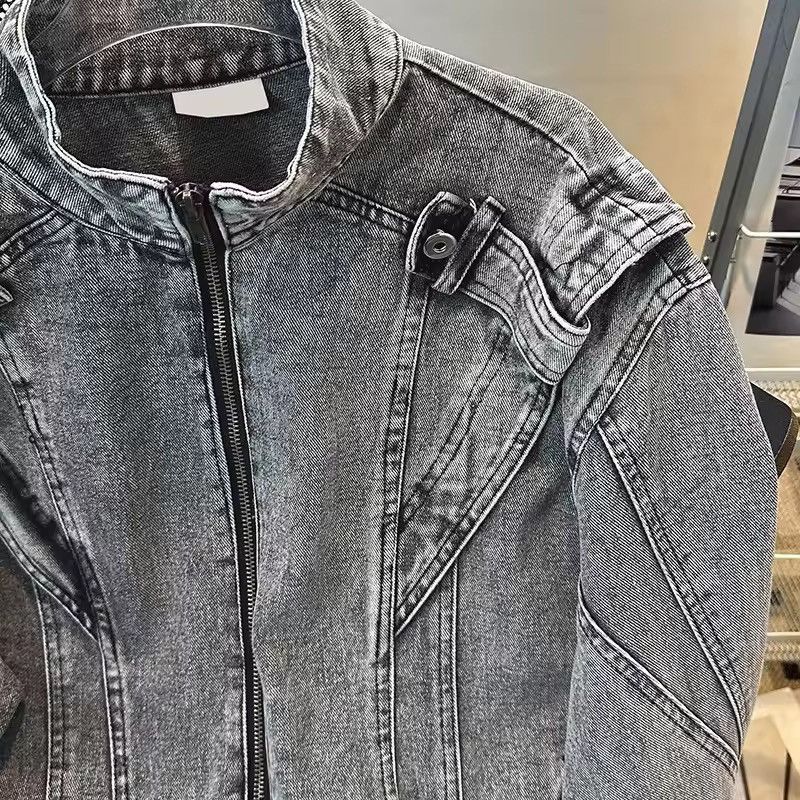 Japanese Brand Grey Washed Denim Jacket - Distressed Style - Y2K Biker Size US XXL / EU 58 / 5 - 6 Thumbnail
