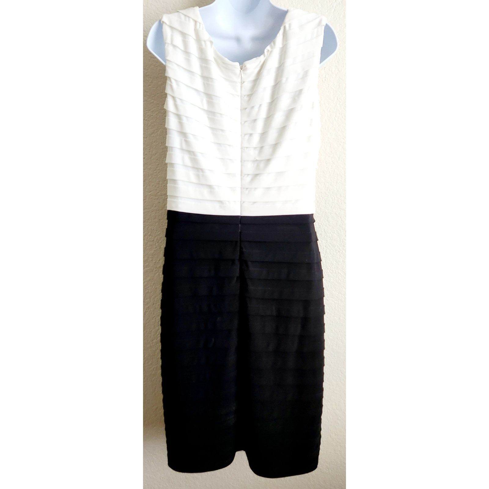 Other Adrianna Papell White Black Color Block Sleeveless Dress 14 Size XL / US 12-14 / IT 48-50 - 3 Thumbnail