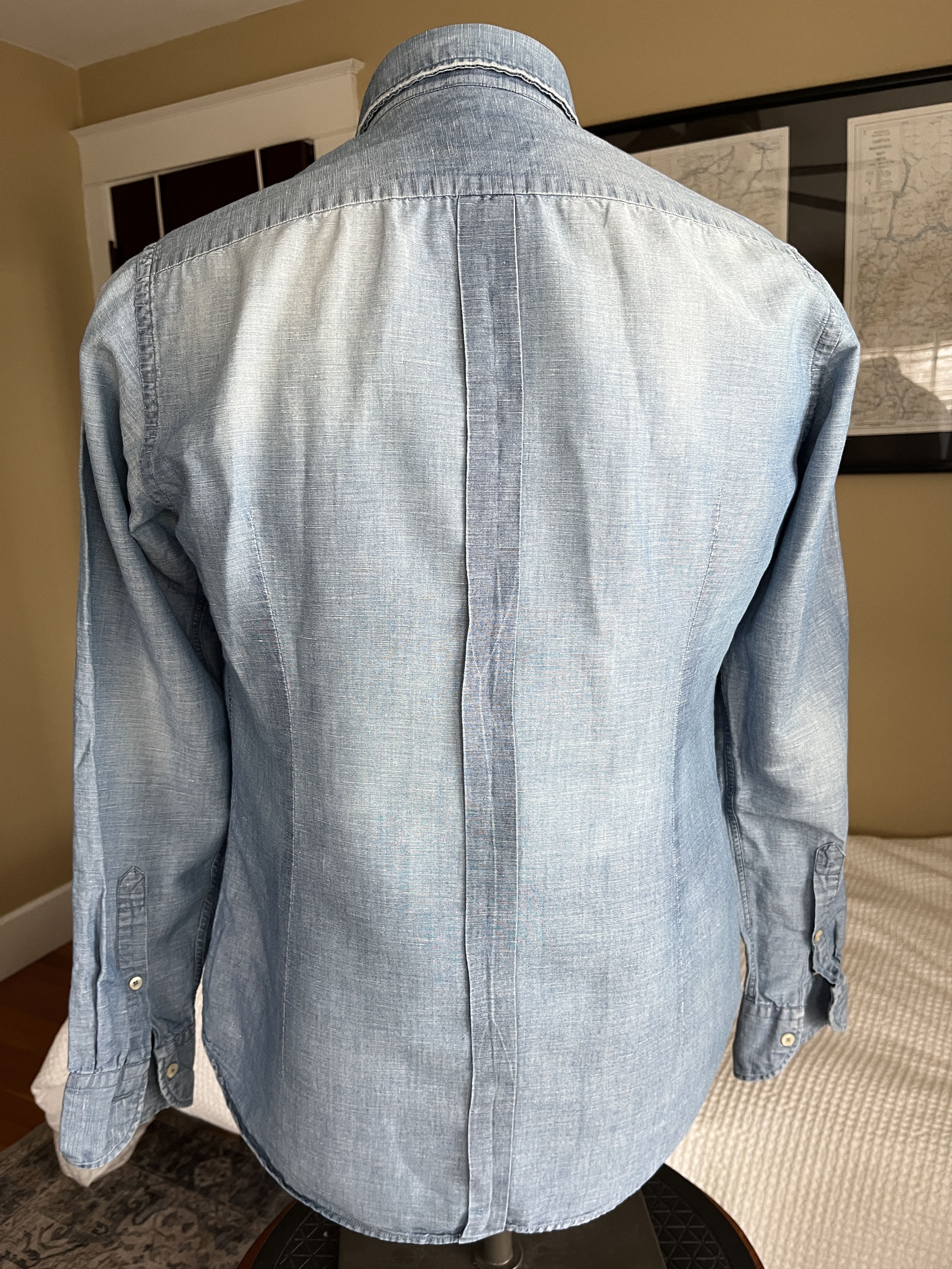 Tintoria Mattei Tintoria Mattei 954 L/S Blue Denim Shirt Size US M / EU 48-50 / 2 - 2 Thumbnail