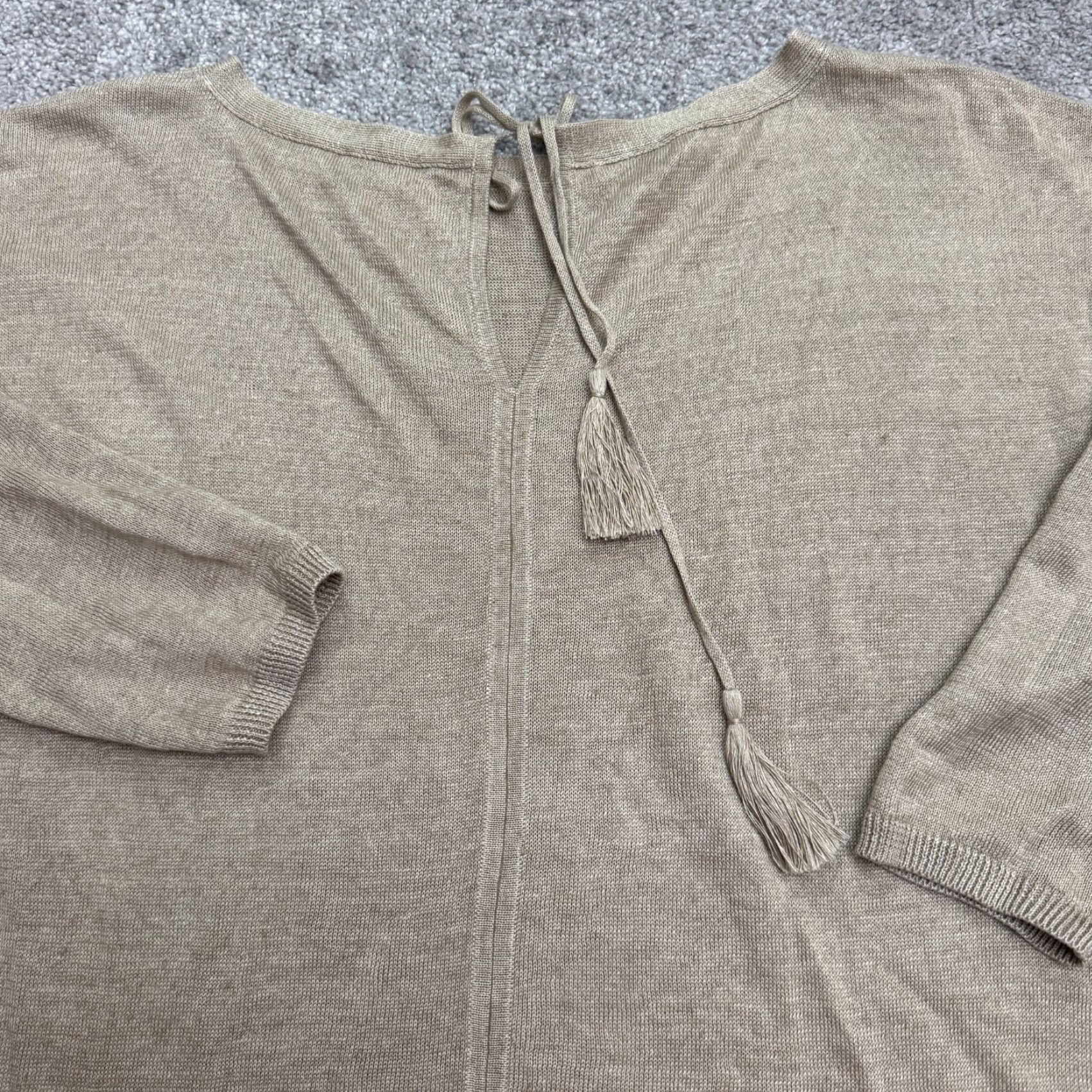 Talbots Talbots Women's Sweater Pullover Knit Casual Long Sleeve S Tan Brown Linen Fall Spring Summer Winter Classic Size S / US 4 / IT 40 - 3 Thumbnail