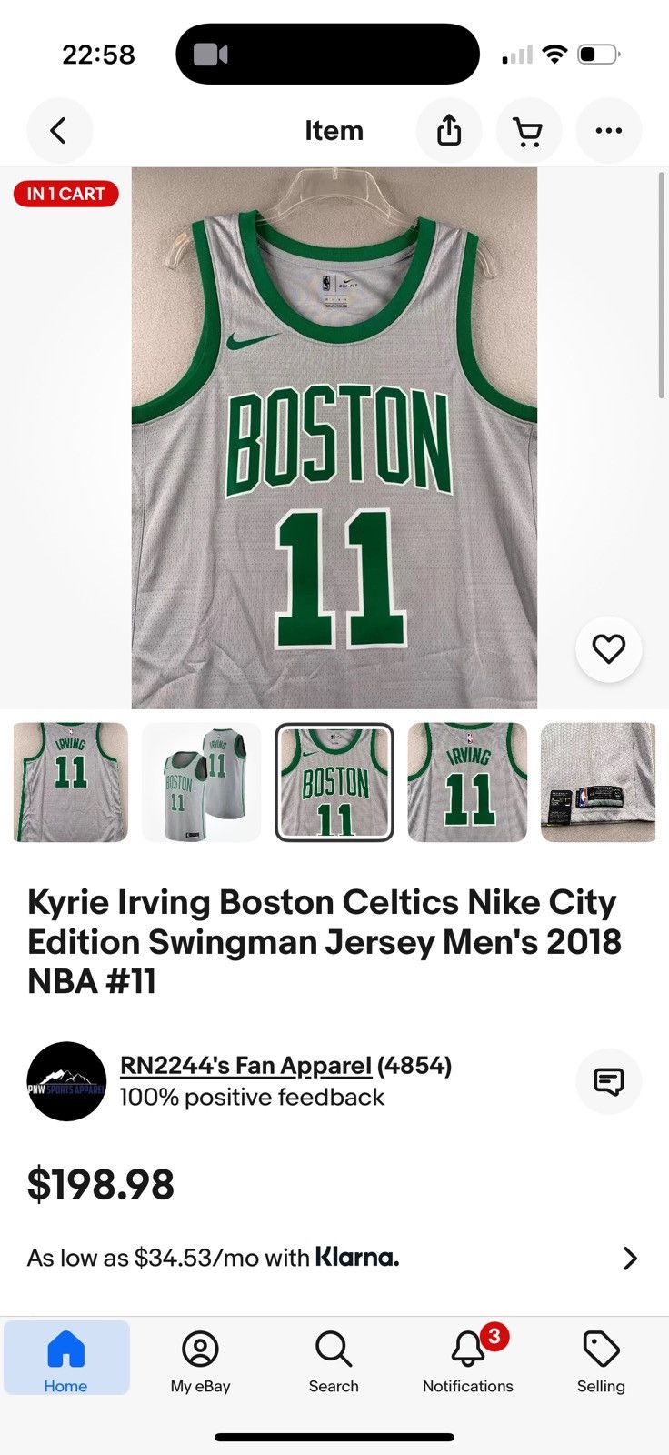 Nike Kyrie Irving Boston Celtics Jersey Size US S / EU 44-46 / 1 - 8 Thumbnail