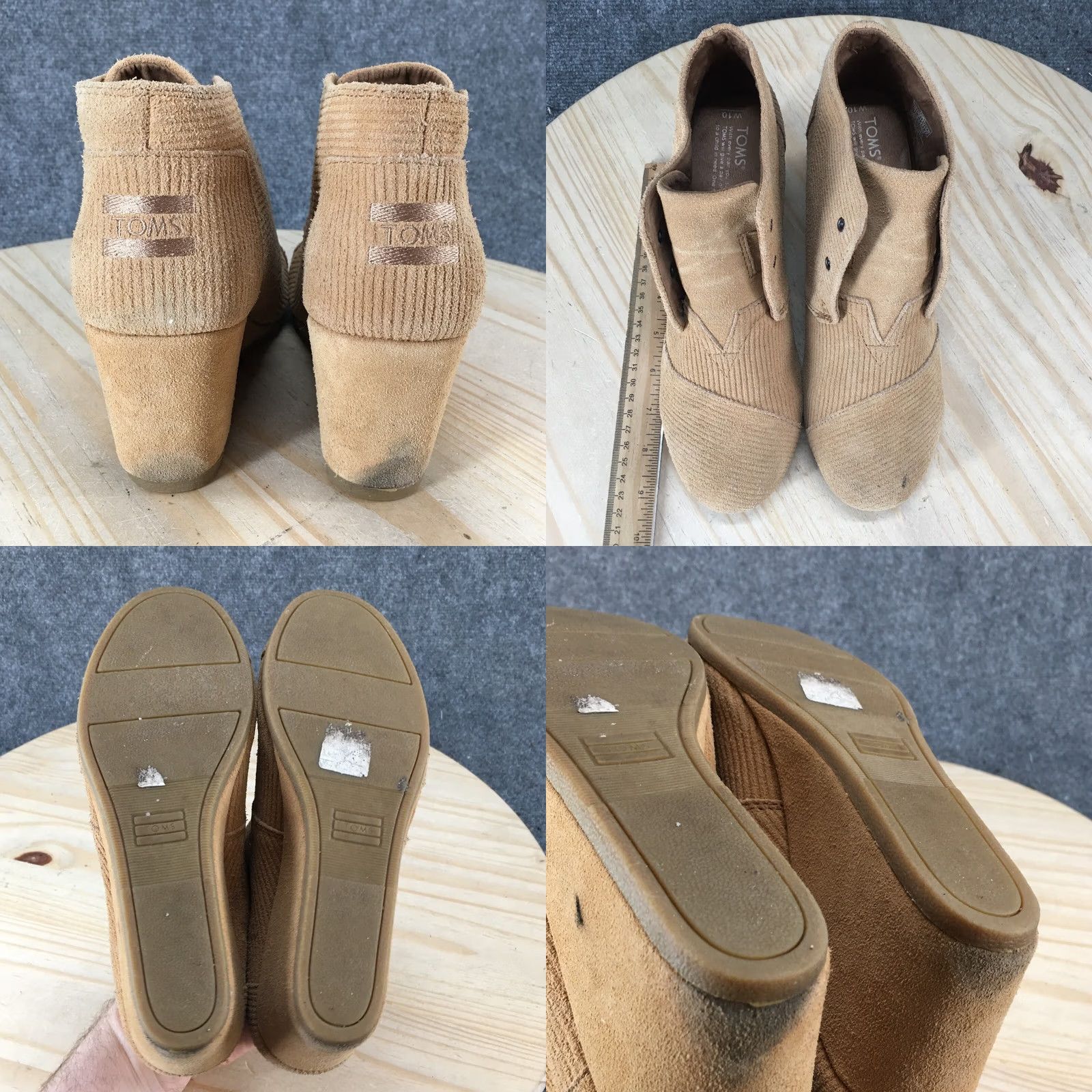 Toms Toms Boots Womens 10 Corduroy Low Wedge Ankle Bootie Lace Beige Round Toe Bootie Beige Wedge Boots Womens 10 Corduroy Ankle Bootie Lace Front Boots Size US 10 / IT 40 - 9 Thumbnail