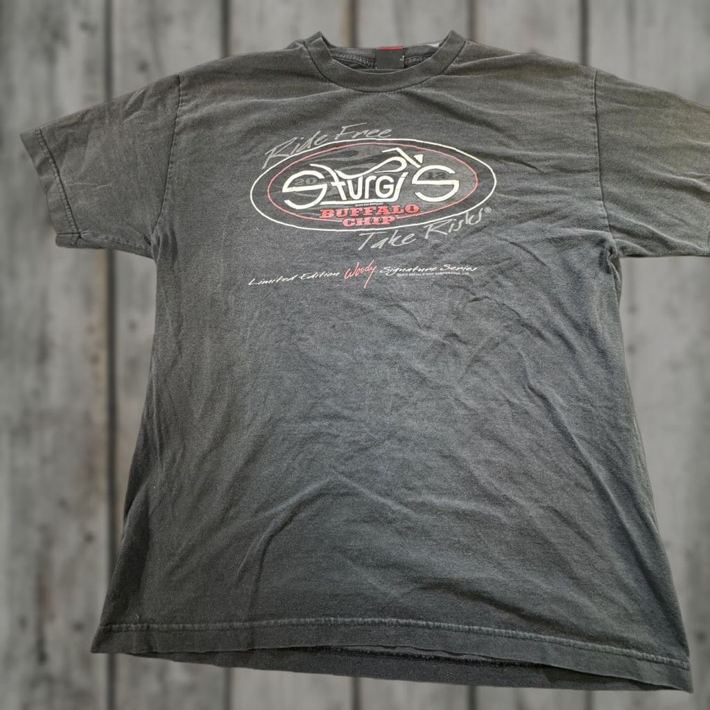 Vintage VINTAGE Hot Leathers Motorcycle T-Shirt Mens Large Black Graphic Print 2011 Sturgis Buffalo Chip Biker Signature Series Size US L / EU 52-54 / 3 - 1 Thumbnail