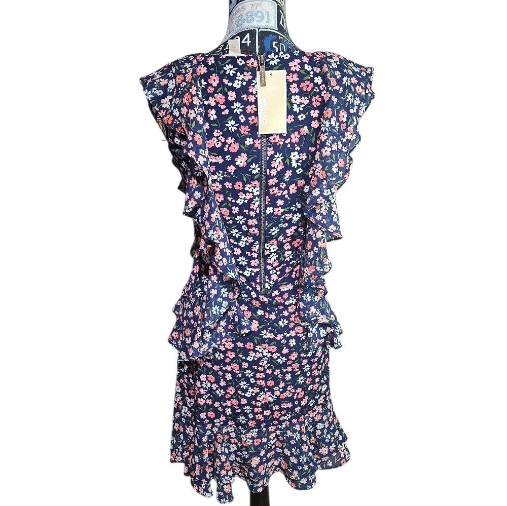 Michael Kors Michael Kors Floral Ruffle V Neck Tank Sleeveless Dress XS Size XS / US 0-2 / IT 36-38 - 4 Thumbnail