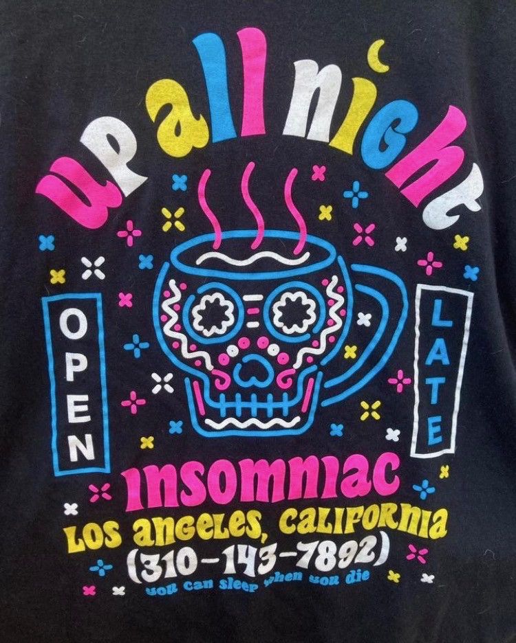 Gildan Vintage Insomniac "Up All Night" Neon Graphic T-Shirt Size US L / EU 52-54 / 3 - 3 Thumbnail