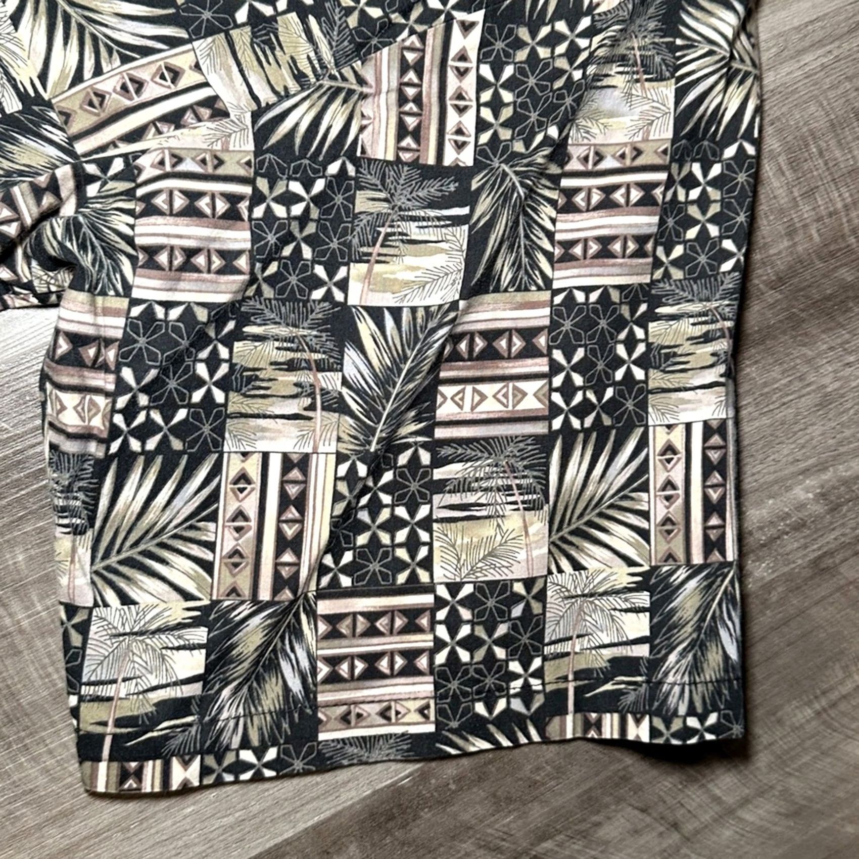 Tori Richard Tori Richard Honolulu Tropical Palms Hawaiian Cotton Lawn Short Sleeve 2XL Men Black Size US 39 - 4 Thumbnail