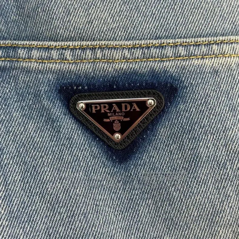 Prada Prada Washed blue metal triangle jeans Size US 29 - 8 Thumbnail