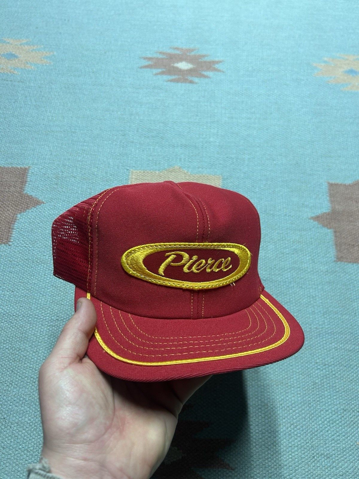 Vintage Vtg trucker hat Pierce manufacturing patch made USA 2 tone Size ONE SIZE - 1 Thumbnail