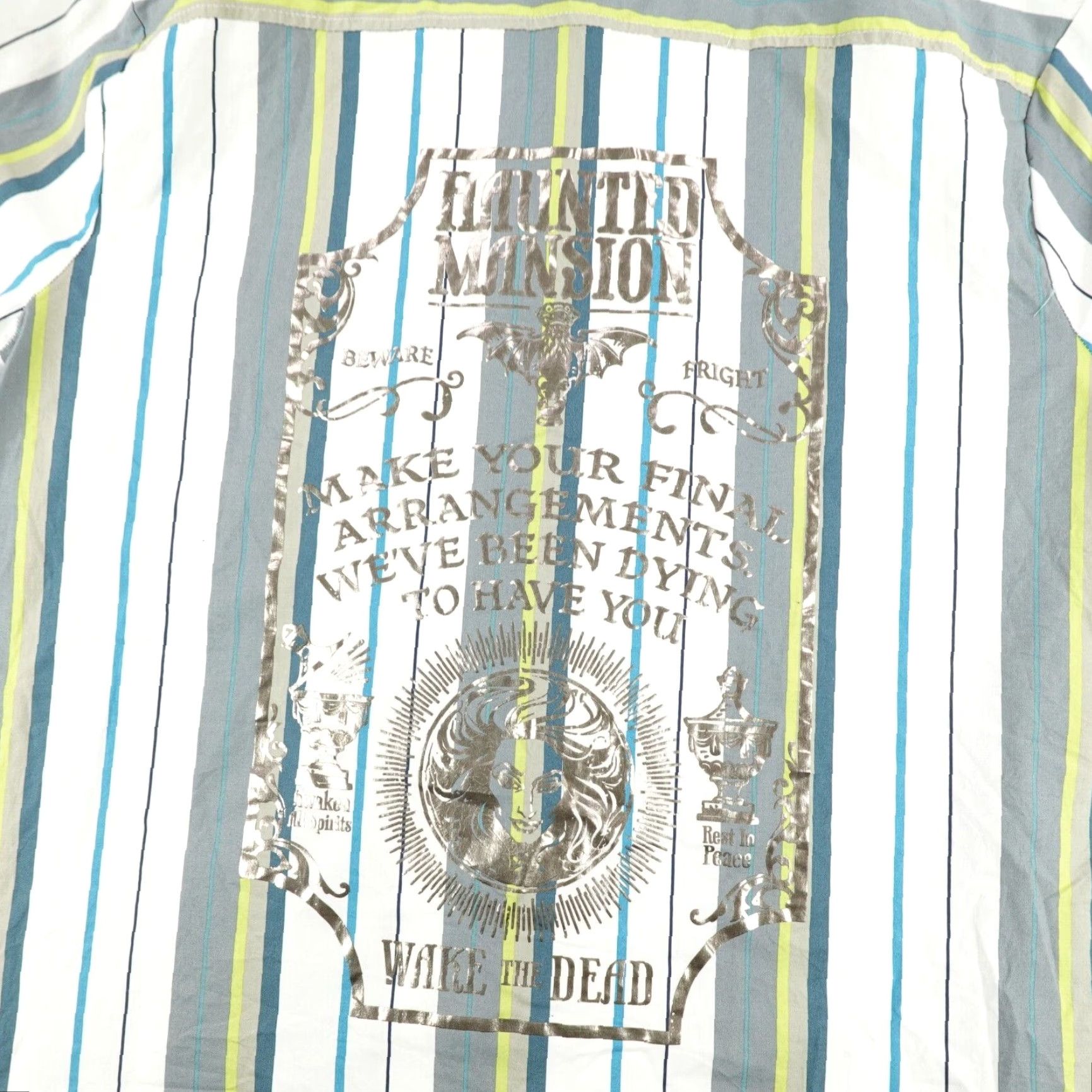 Disney VINTAGE Disney Men's Short Sleeve Shirt Medium White Blue Stripes Halloween Horror Casual Size US M / EU 48-50 / 2 - 7 Thumbnail
