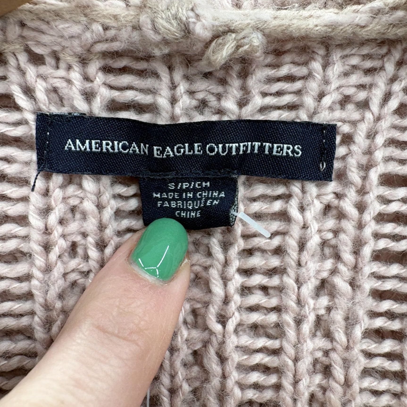 American Eagle Outfitters VINTAGE American Eagle Cardigan Sweater Womens Small Pink Hooded Open Knit Pockets NWT Size S / US 4 / IT 40 - 4 Thumbnail
