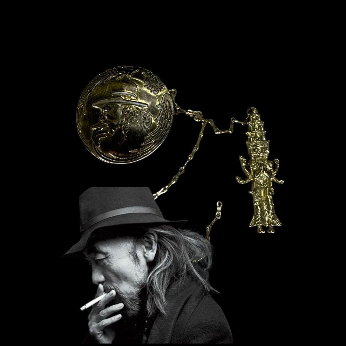 Yohji Yamamoto 🔥YOHJI YAMAMOTO POTRAIT & GANESHA DEITY CHAIN BROACH PIN Size ONE SIZE - 2 Thumbnail