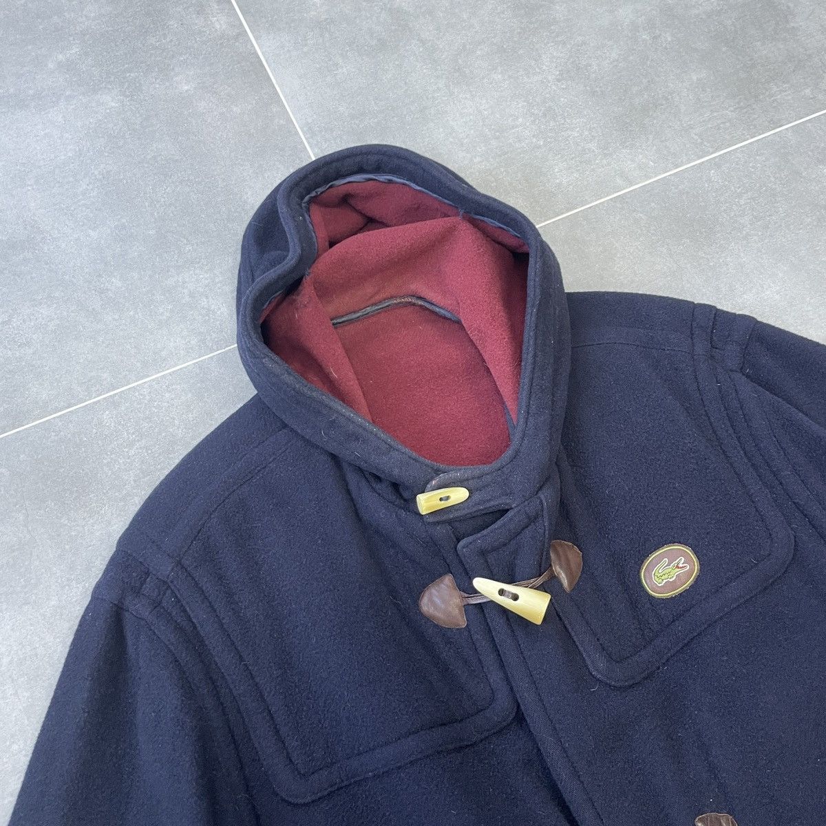 Lacoste × Vintage Vintage Lacoste Wool Hooded Coat Size L Size US L / EU 52-54 / 3 - 11 Thumbnail