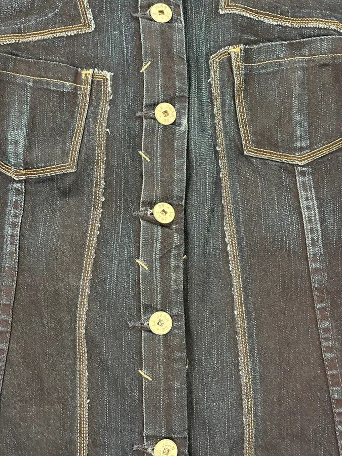 Marithe + Francois Girbaud 2000s Marithé + François Girbaud Navy Signature Brut Denim Jacket Size M / US 6-8 / IT 42-44 - 9 Thumbnail