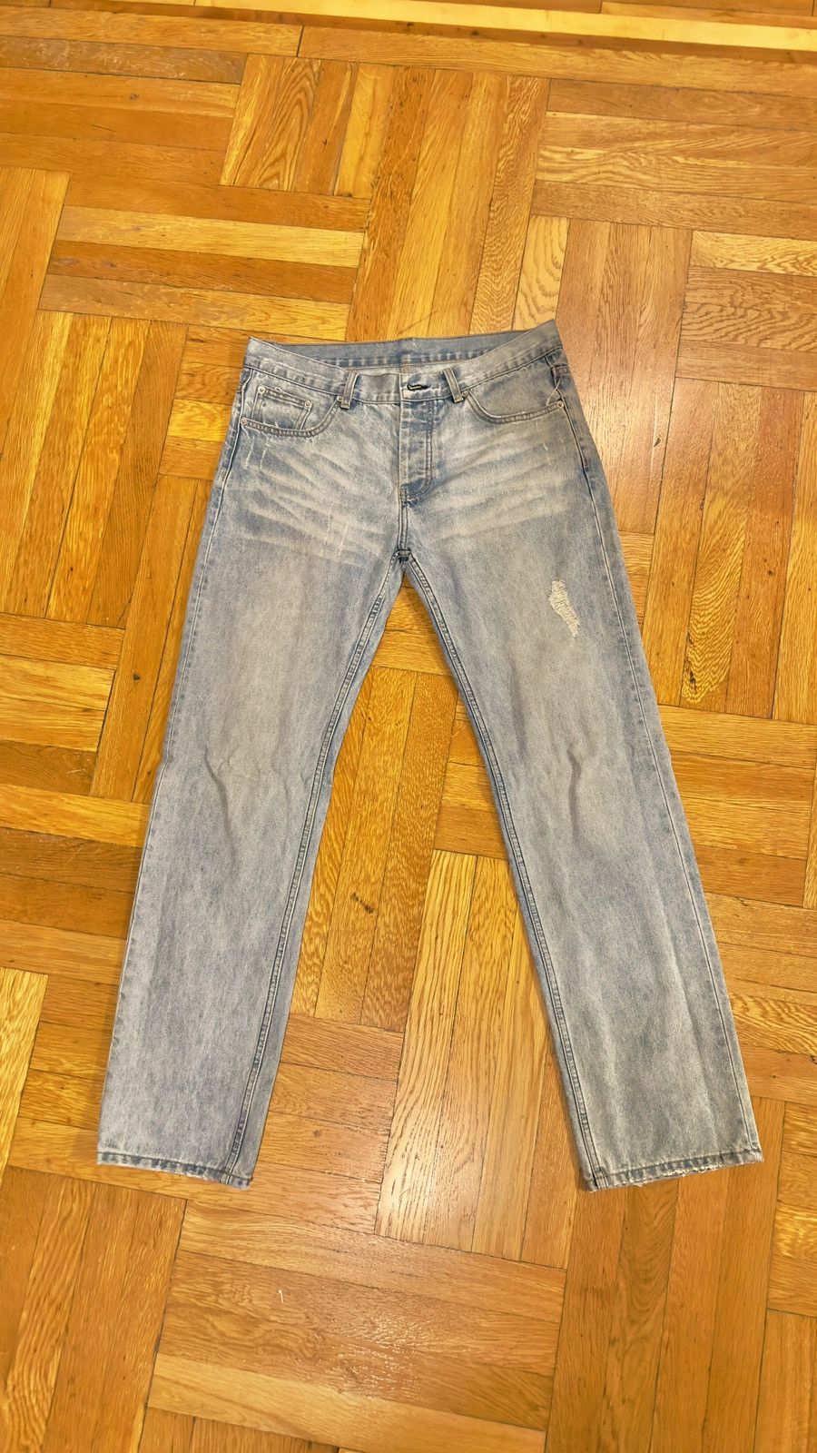 image of Helmut Lang Distressed Jeans 34 in Blue, Men's