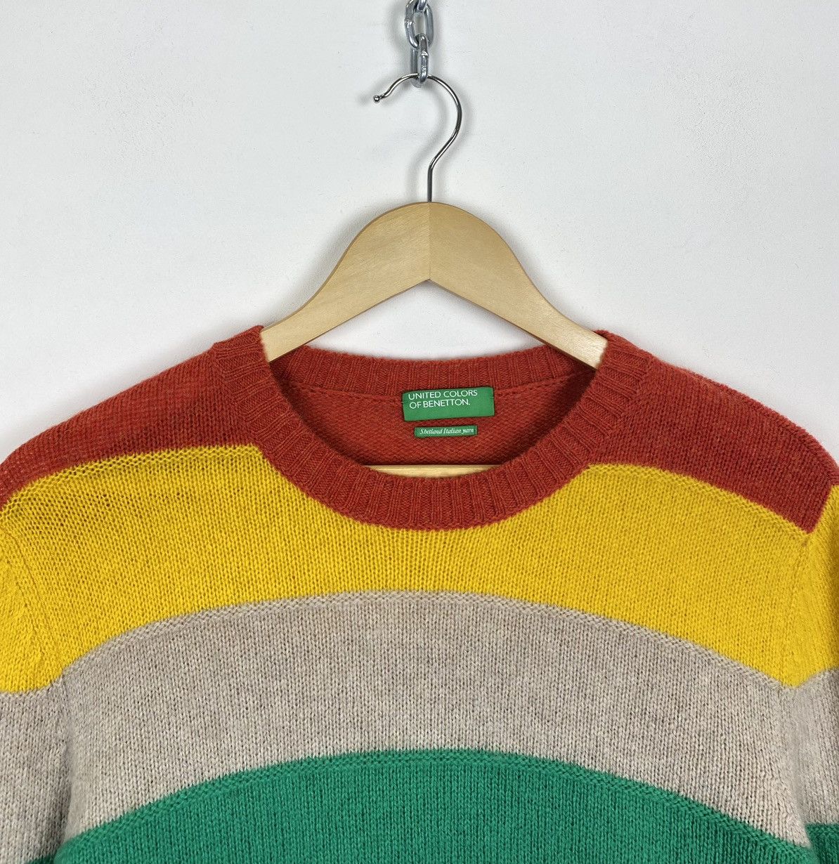 Designer × United Colors Of Benetton United Colours of Benetton Shetland Italian Yarn Sweater XS Size XS / US 0-2 / IT 36-38 - 2 Thumbnail