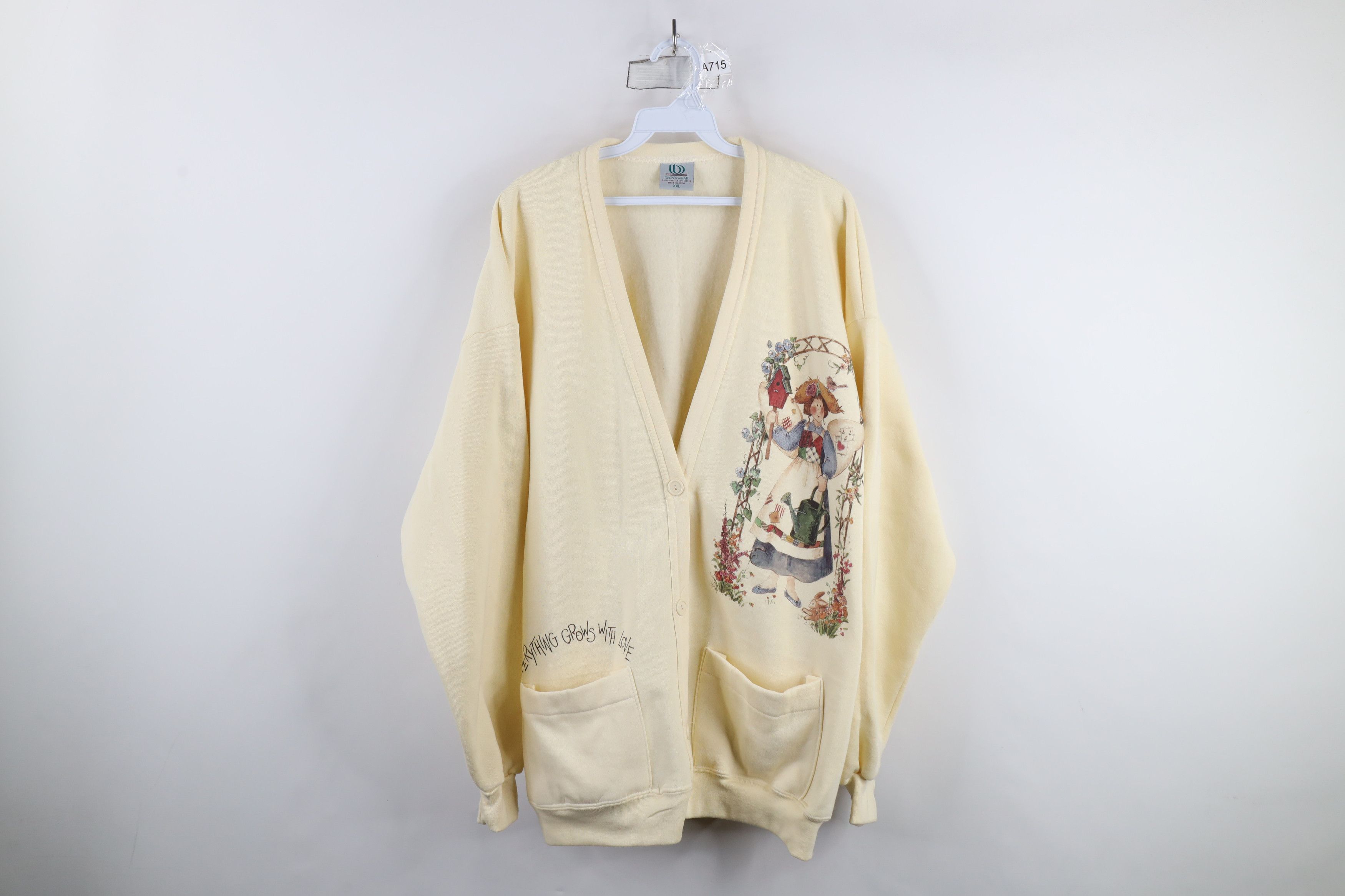 Vintage Vintage 90s Streetwear Flower Garden Cardigan Sweatshirt USA Size XXL / US 16-18 / IT 52-54 - 1 Thumbnail