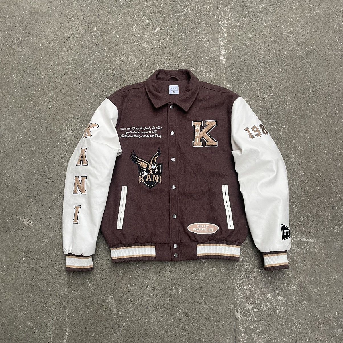 Karl Kani × Vintage Vintage Karl Kani Big Logo Varsity Bomber Jacket Size US L / EU 52-54 / 3 - 3 Thumbnail