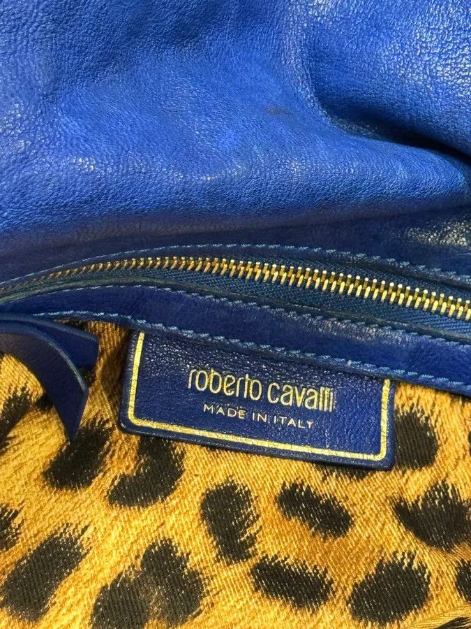 Roberto Cavalli 2000s Roberto Cavalli Blue Leather Crocodile Effect Handle Bag Size ONE SIZE - 11 Thumbnail