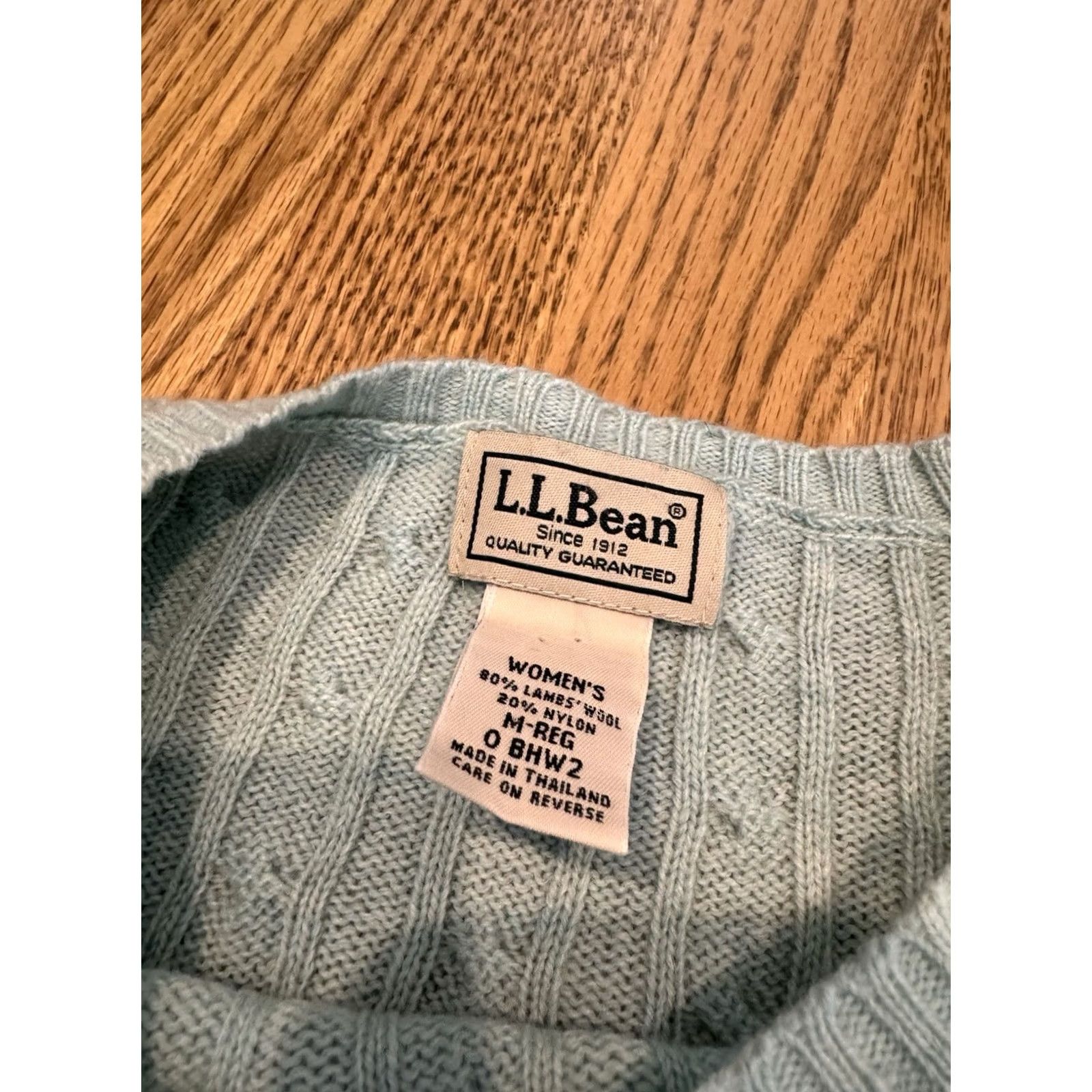 Vintage LL Bean Lambs Wool Blend Cable Knit Crewneck Sweater Women’s Size M Blue Size M / US 6-8 / IT 42-44 - 2 Thumbnail