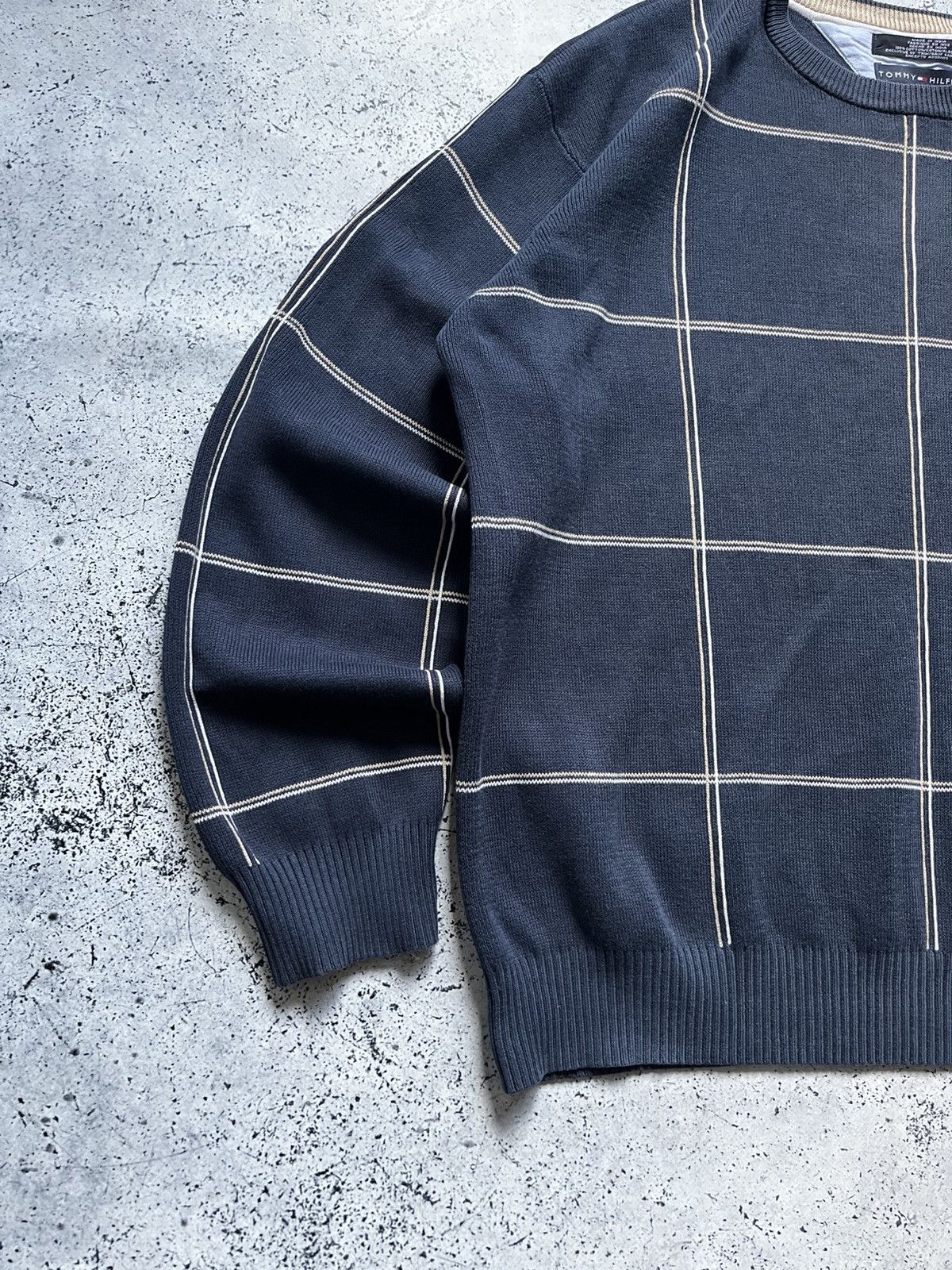 Tommy Hilfiger × Vintage Vintage Tommy Hilfiger Plaid Sweater Mini Logo Knitwear Y2K Size US XL / EU 56 / 4 - 3 Thumbnail