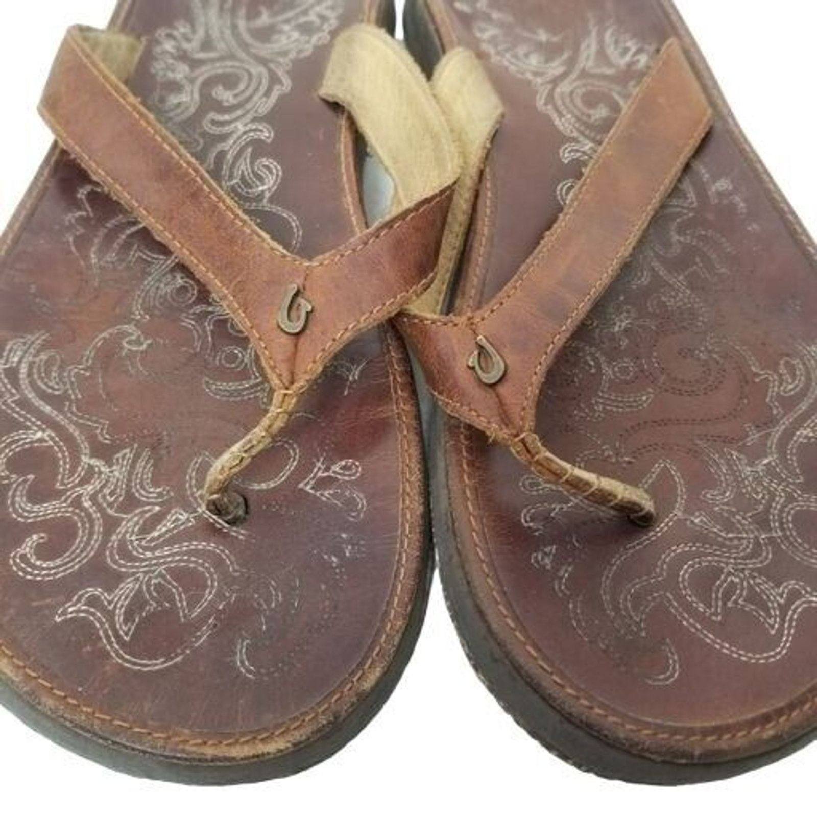 Olukai Olukai Womens Paniolo Leather Flip Flops Thongs Sandals Sz 9 Size US 9 / IT 39 - 5 Thumbnail