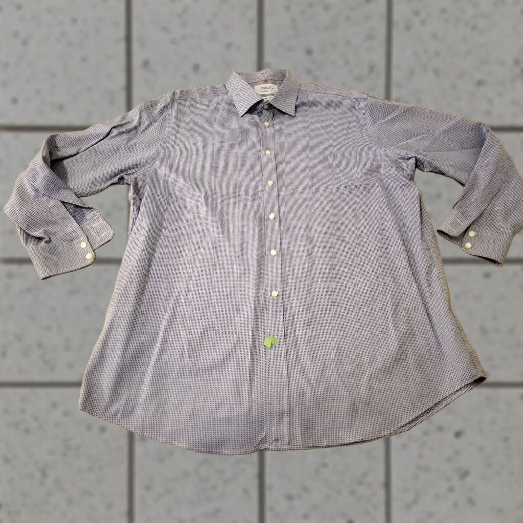 Charles Tyrwhitt VINTAGE Charles Tyrwhitt Dress Shirt Blue Stripe 18 35 Cotton Button Long Sleeve Mens Shirt Size 48R - 1 Thumbnail