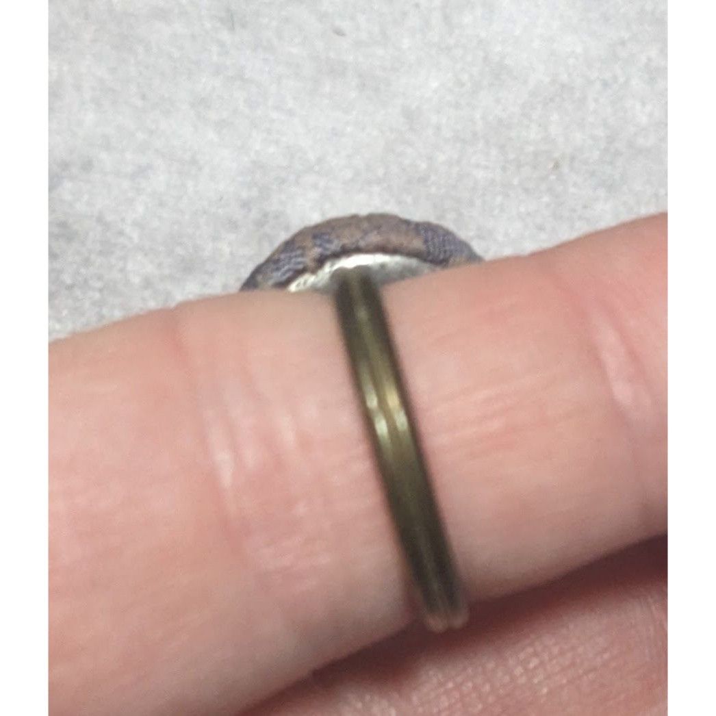 Other Upcycled Vintage Blue Fabric Floral Button Ring Size 6 1/2 Size ONE SIZE - 12 Thumbnail