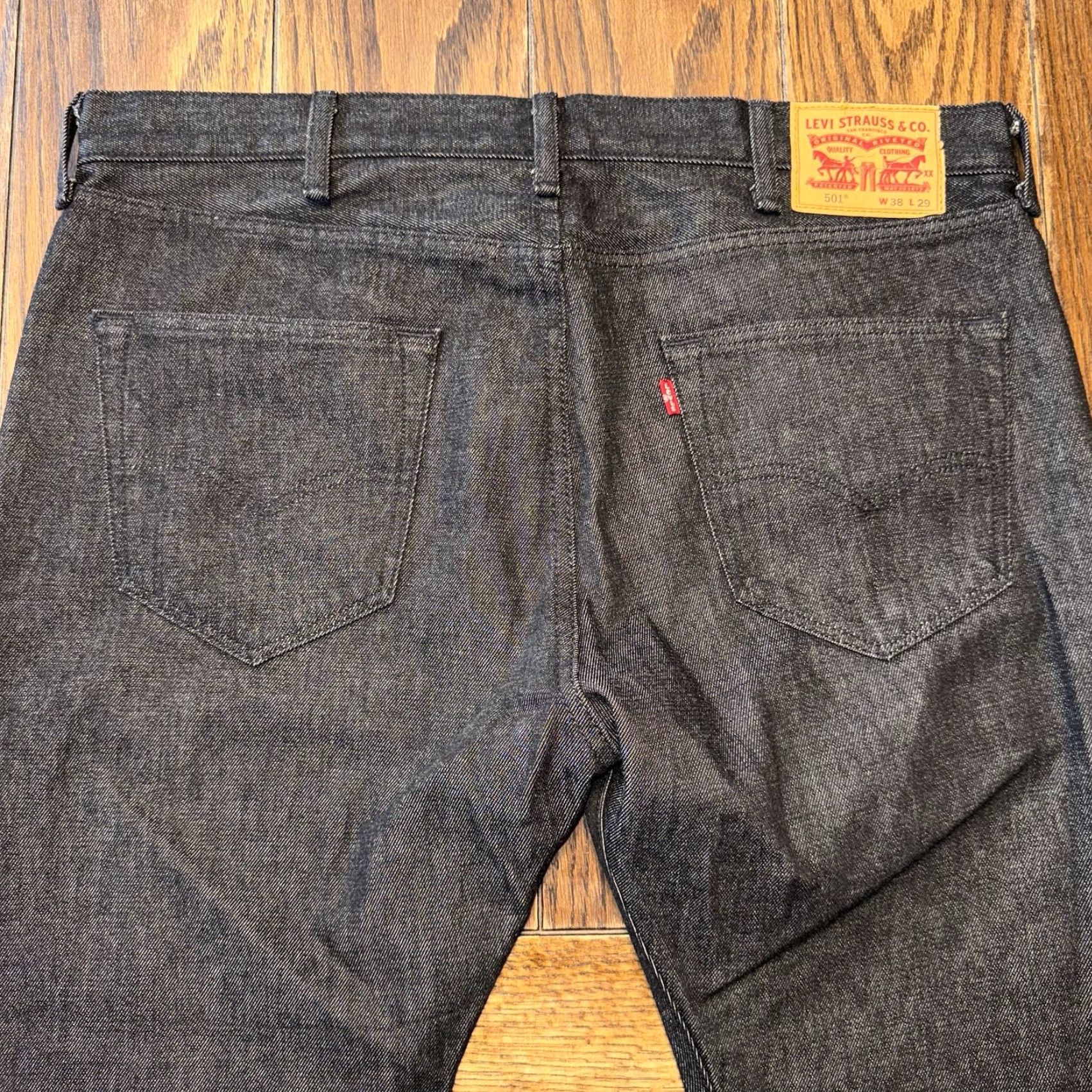 Levi's Levi's 501 Jeans Mens 38x29 Black Denim Straight Leg Button Fly Stretch Regular Rise 12in 5-Pocket Teal? Hmm Size US 38 / EU 54 - 6 Thumbnail