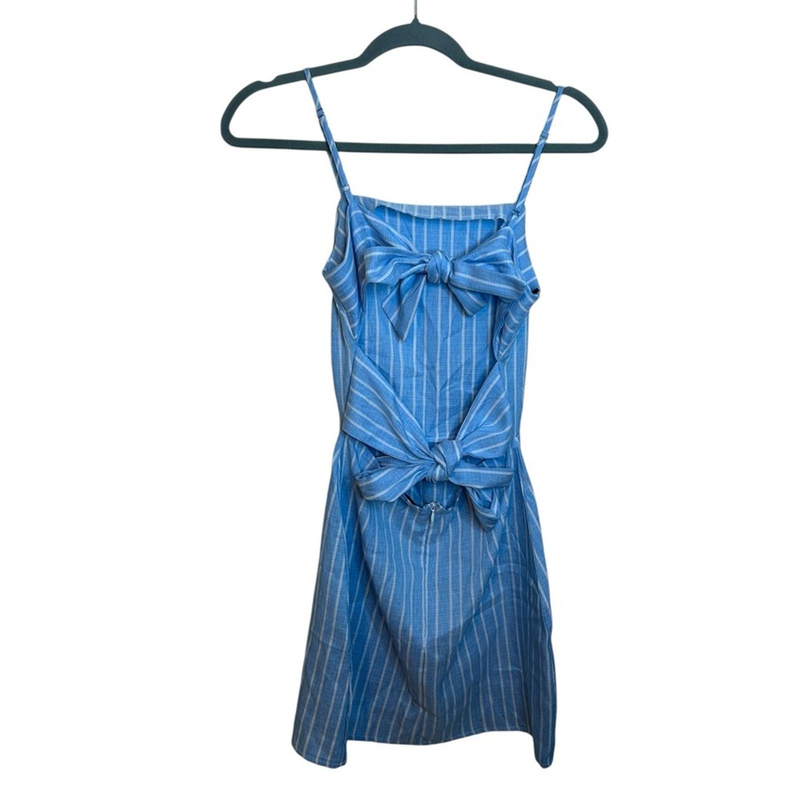 Other Nwt Missguided Baby Blue Striped Tie Back Mini Dress Size XS / US 0-2 / IT 36-38 - 1 Thumbnail