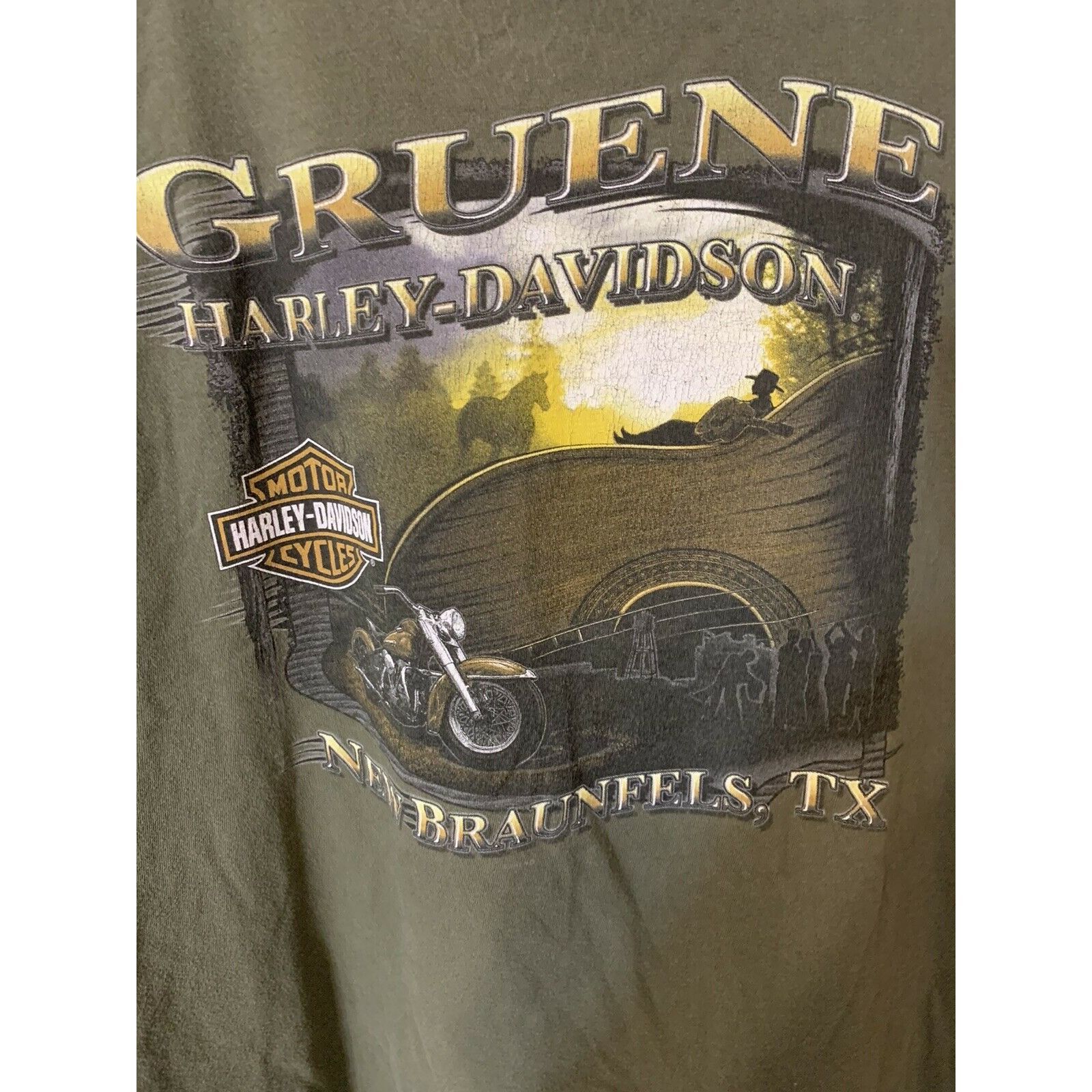 Harley Davidson Vintage Gruene Harley Davidson New Braunfels TX Mens T-Shirt Size US XL / EU 56 / 4 - 1 Thumbnail