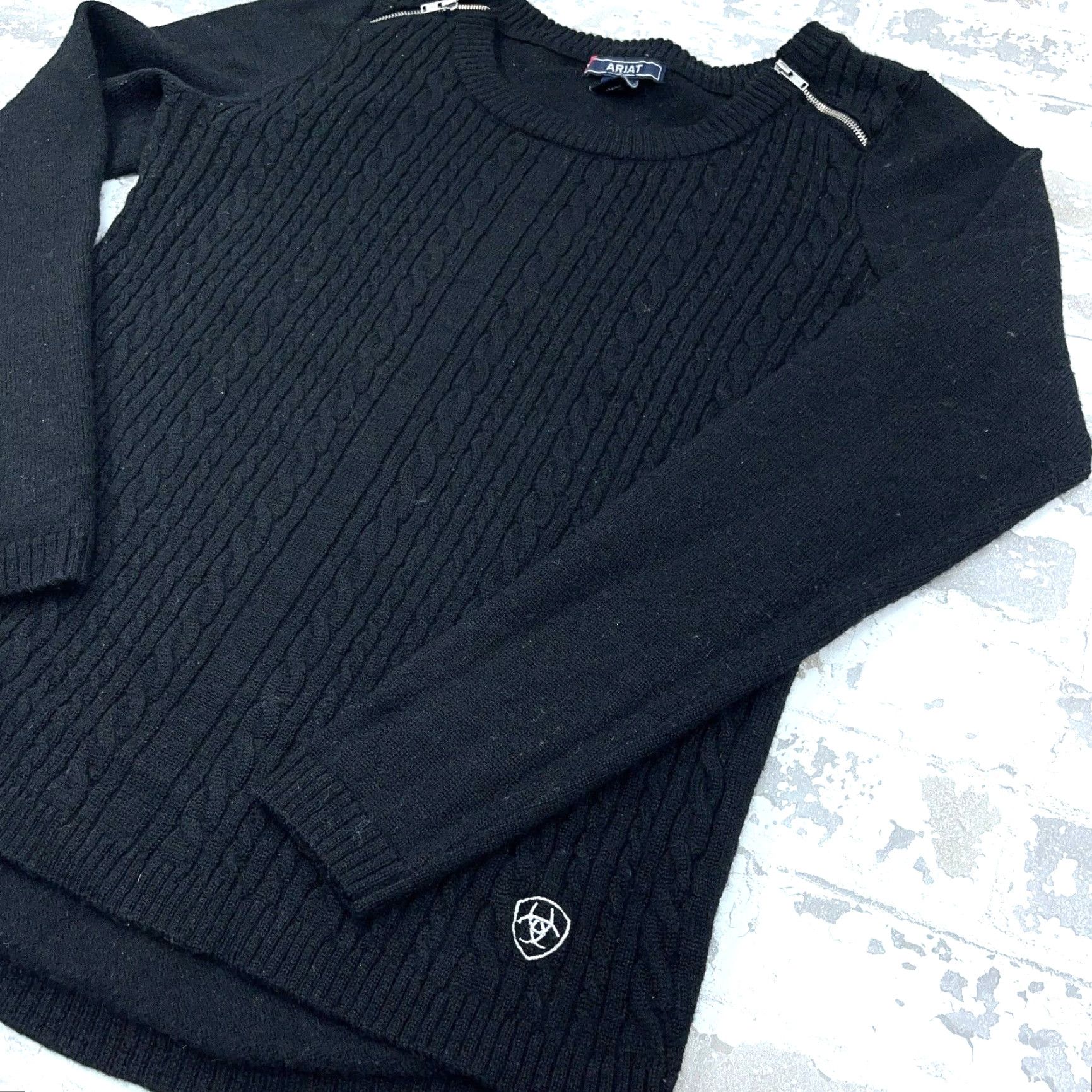 Ariat Ariat Women's Large Black Cable Knit Pullover Sweater - Lightweight Casual Top Size L / US 10 / IT 46 - 2 Thumbnail