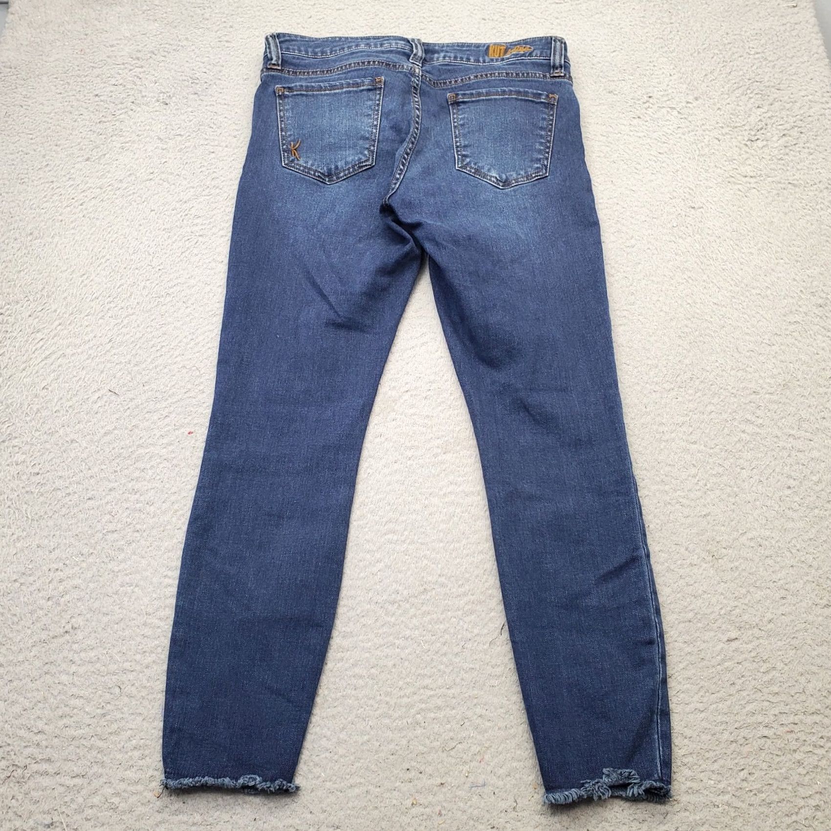 Vintage KUT from the Kloth Skinny Jeans Womens 8 Blue Denim Whiskered Frayed Hem Size 30" / US 8 / IT 44 - 2 Thumbnail