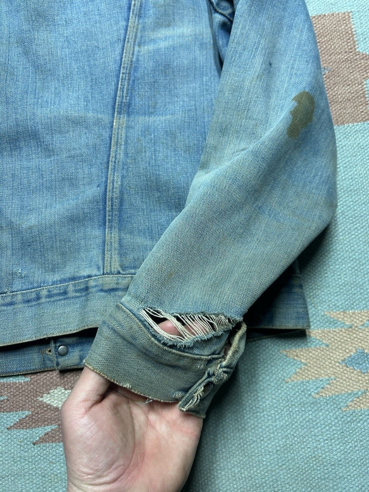 Vintage Vtg 70 wrangler no fault denim jacket farm faded workwear 42 Size US L / EU 52-54 / 3 - 9 Thumbnail