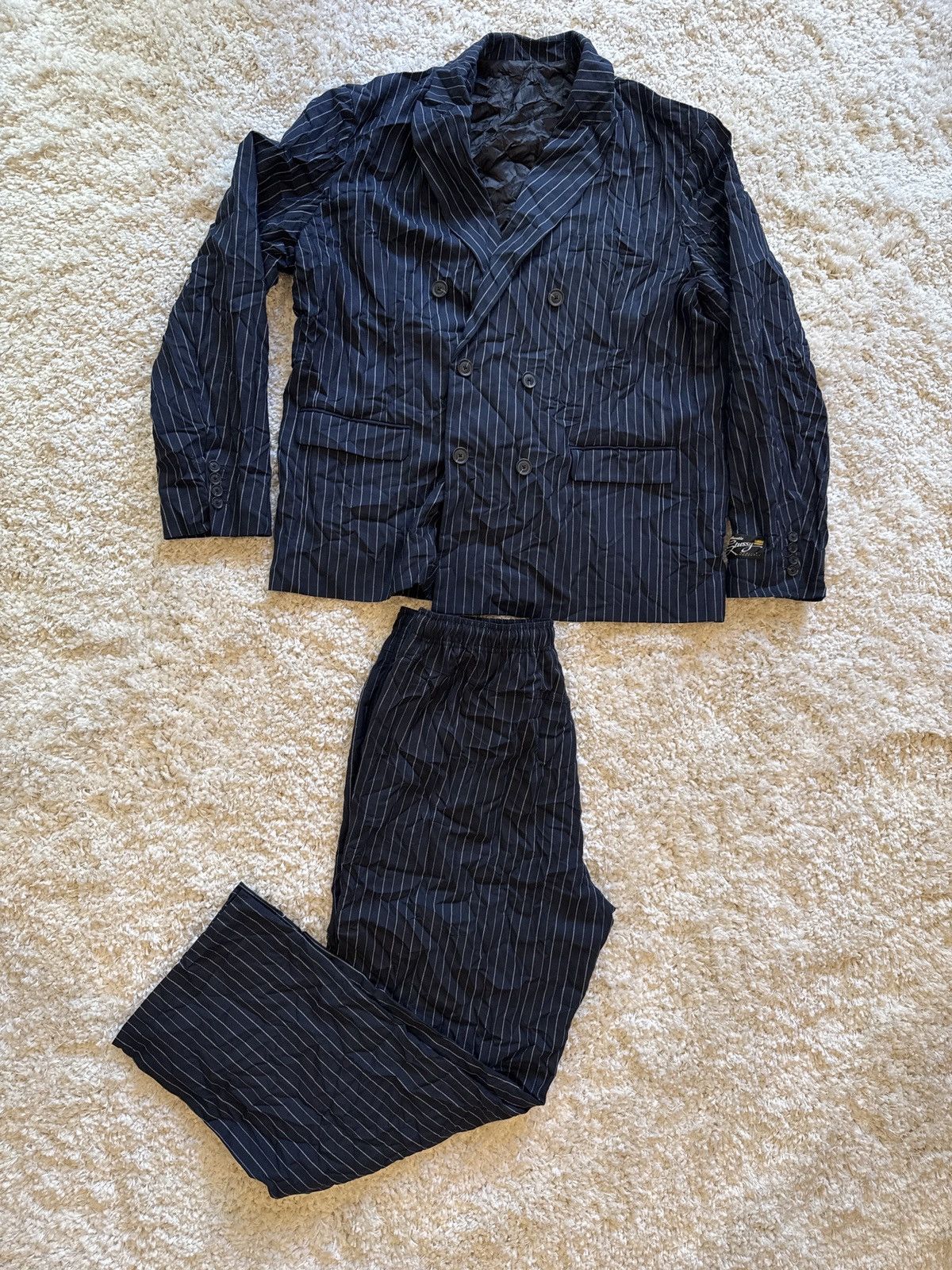 STUSSY WRINKLED PINSTRIPE SUIT