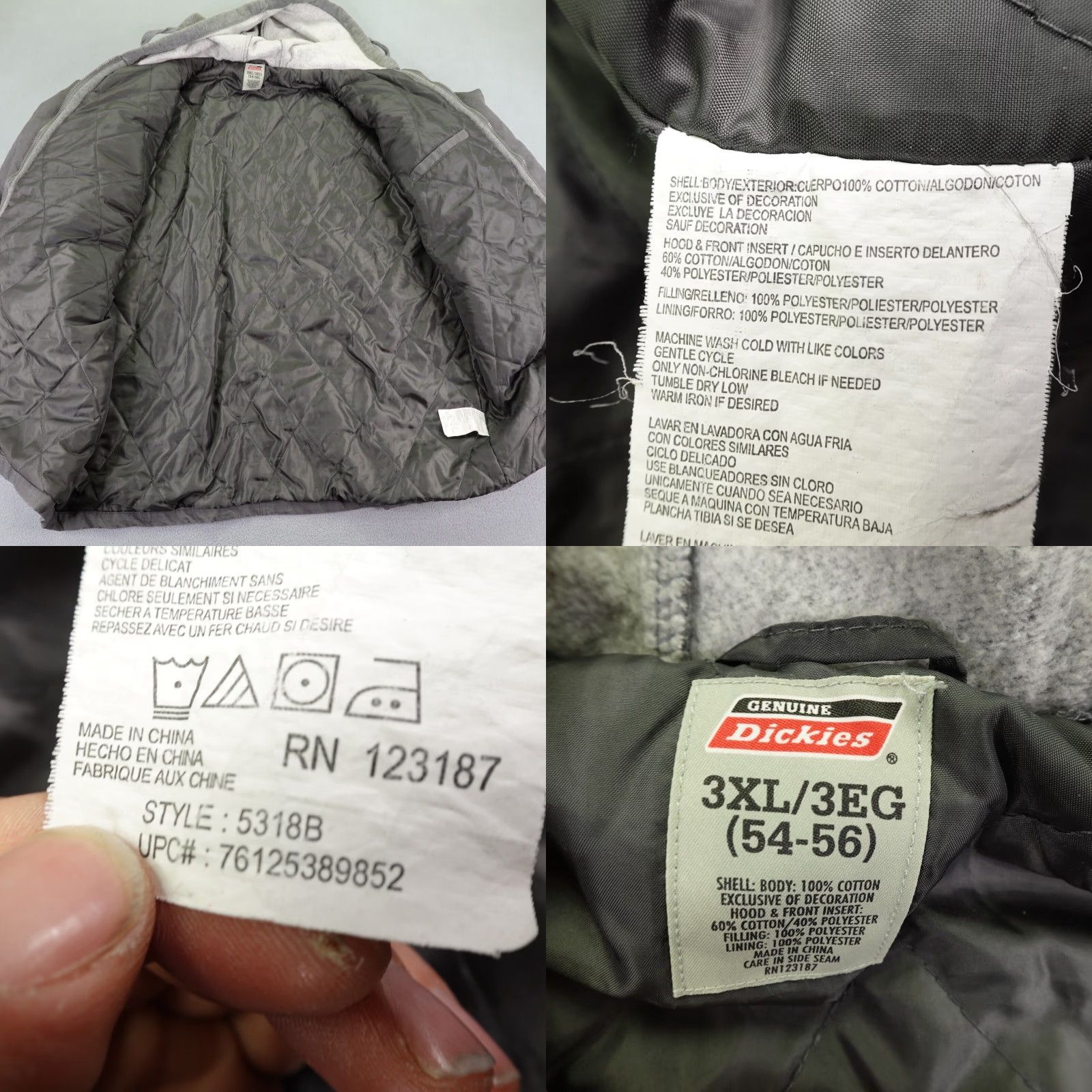 Dickies Dickies Jacket Mens 3XL Gray Quilt Lined Canvas Hooded Chore Field Barn Coat Size US XXL / EU 58 / 5 - 8 Thumbnail