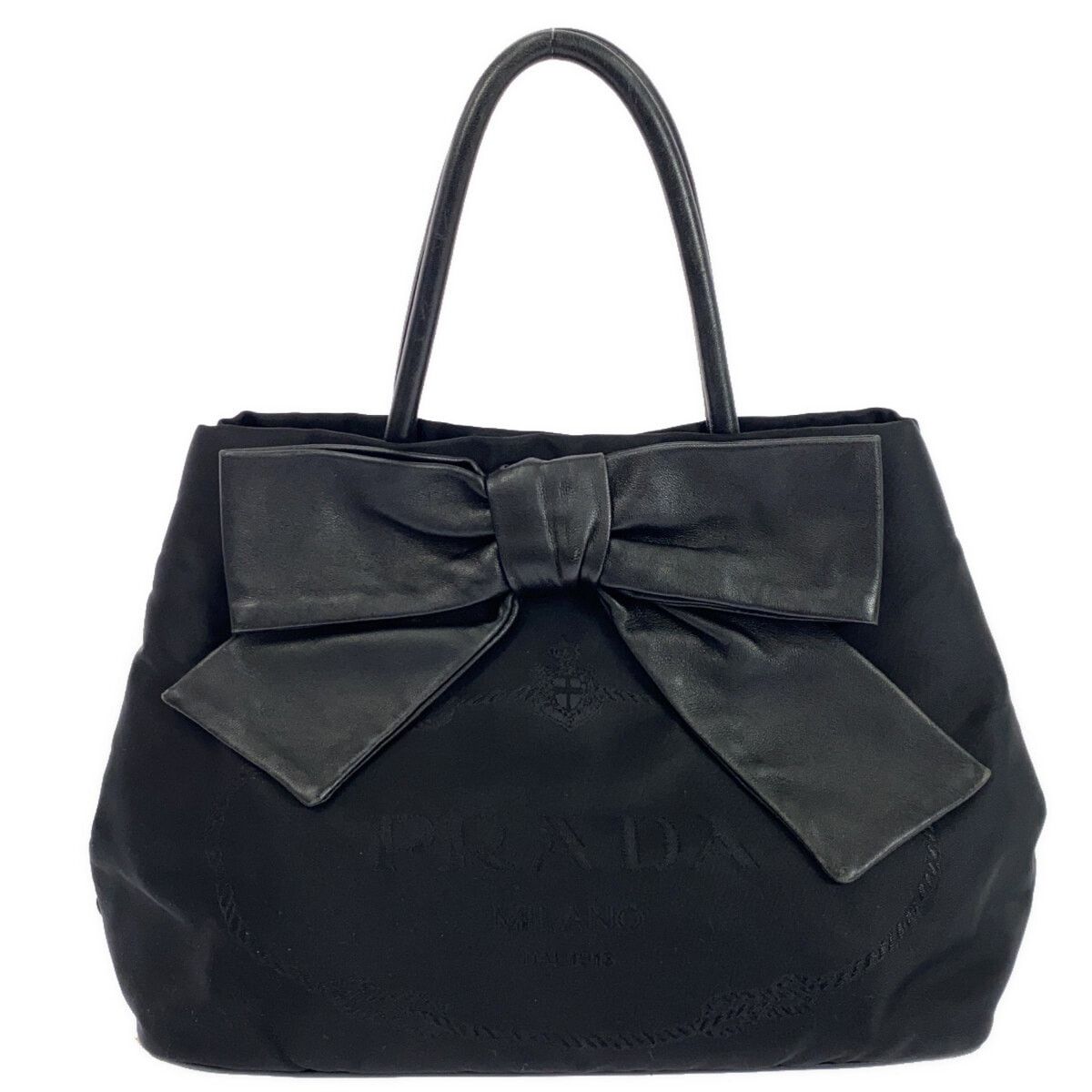 Prada Logo Jacquard Tote Bag 1Bg068 in Black, Women's