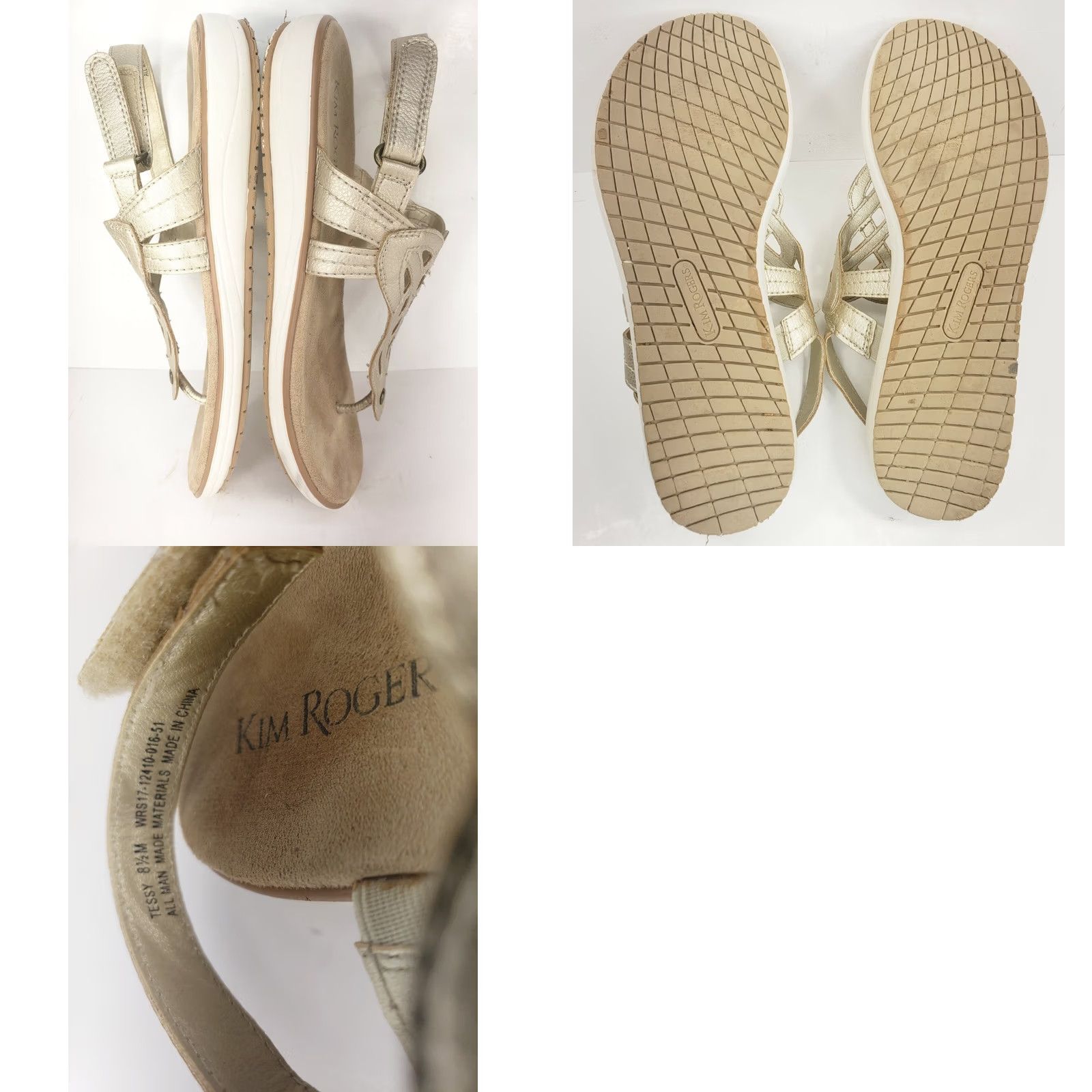 Vintage Kim Rogers Tessy Slingback Flat Sandals Women's 8.5M Light Gold Size US 9 / IT 39 - 8 Thumbnail