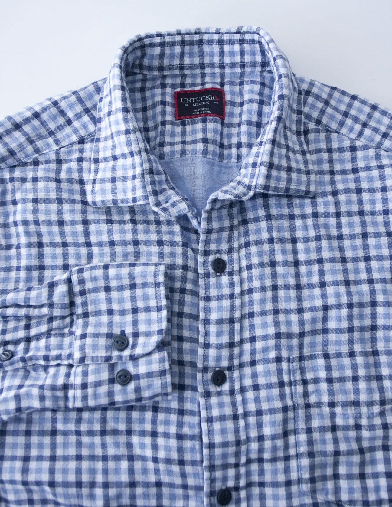 UNTUCKit UntucKit Flannel Shirt Size M Blue Plaid Size US M / EU 48-50 / 2 - 2 Thumbnail